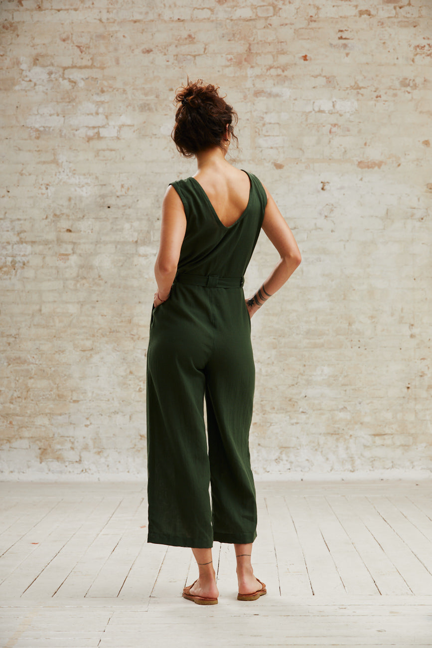 Cotton jumpsuit Daksha Olive