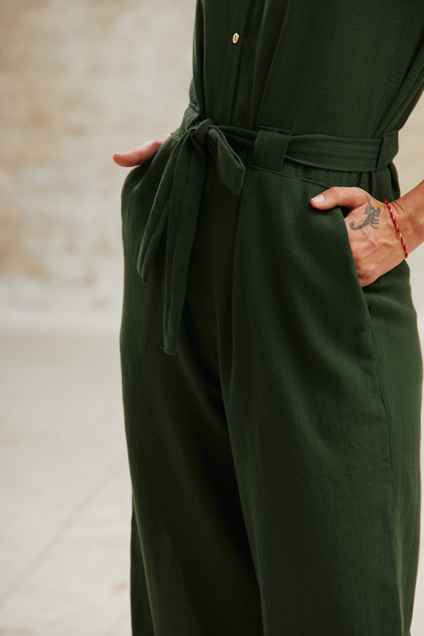 Cotton jumpsuit Daksha Olive