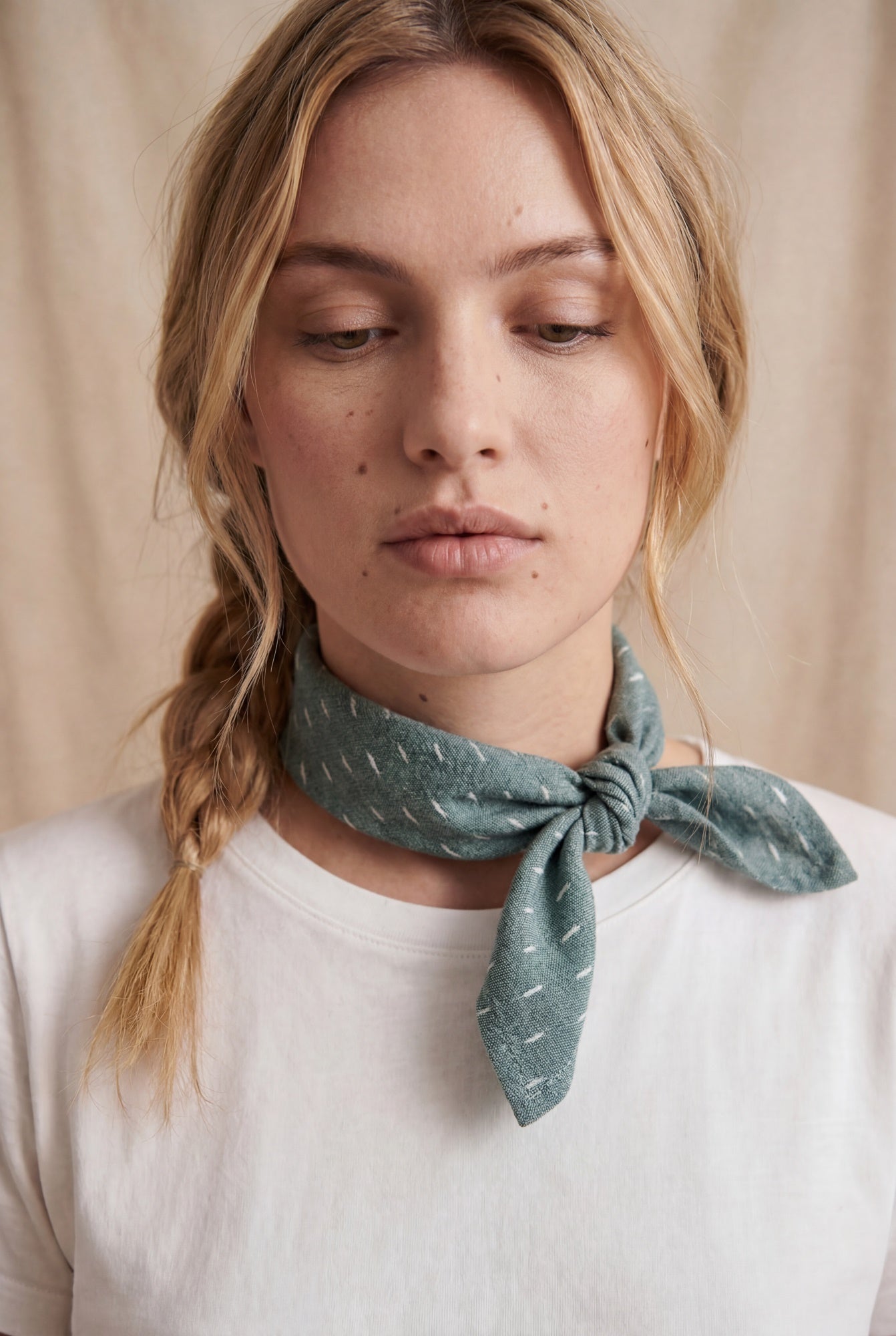 Organic Cotton Bandana Dupatta Ikat Sage