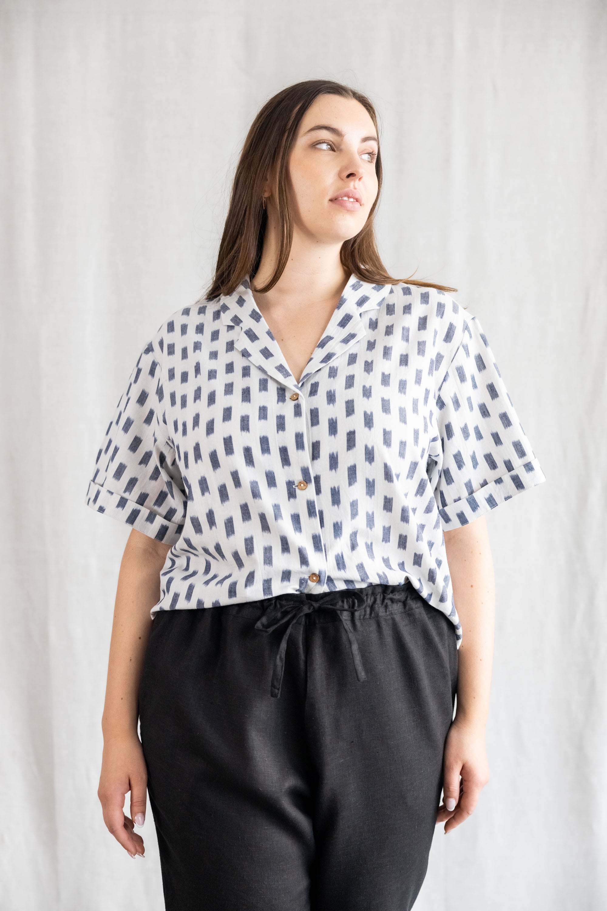 Organic Cotton Blouse Avani Ikat White