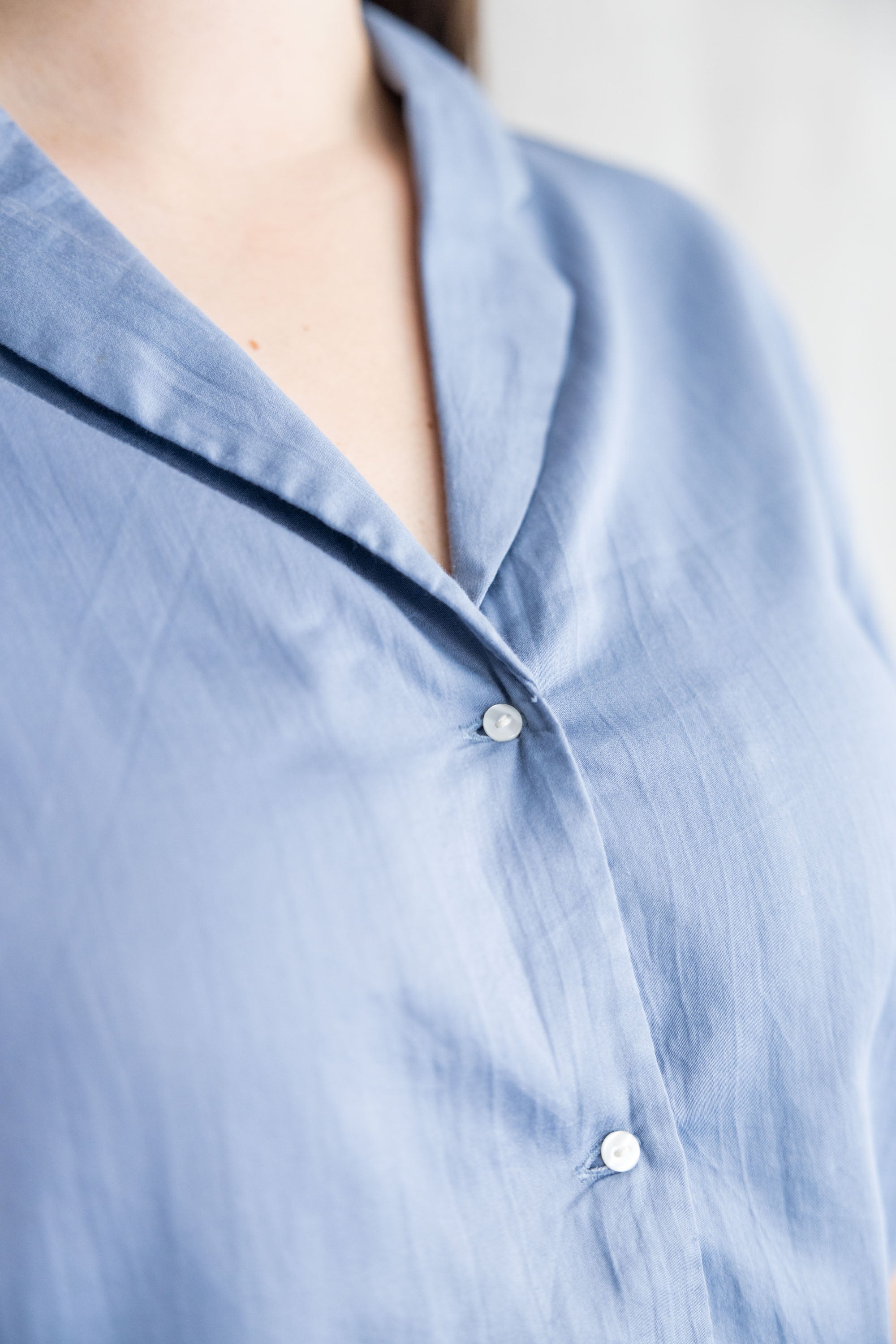 Organic Cotton Blouse Avani Satin Blue