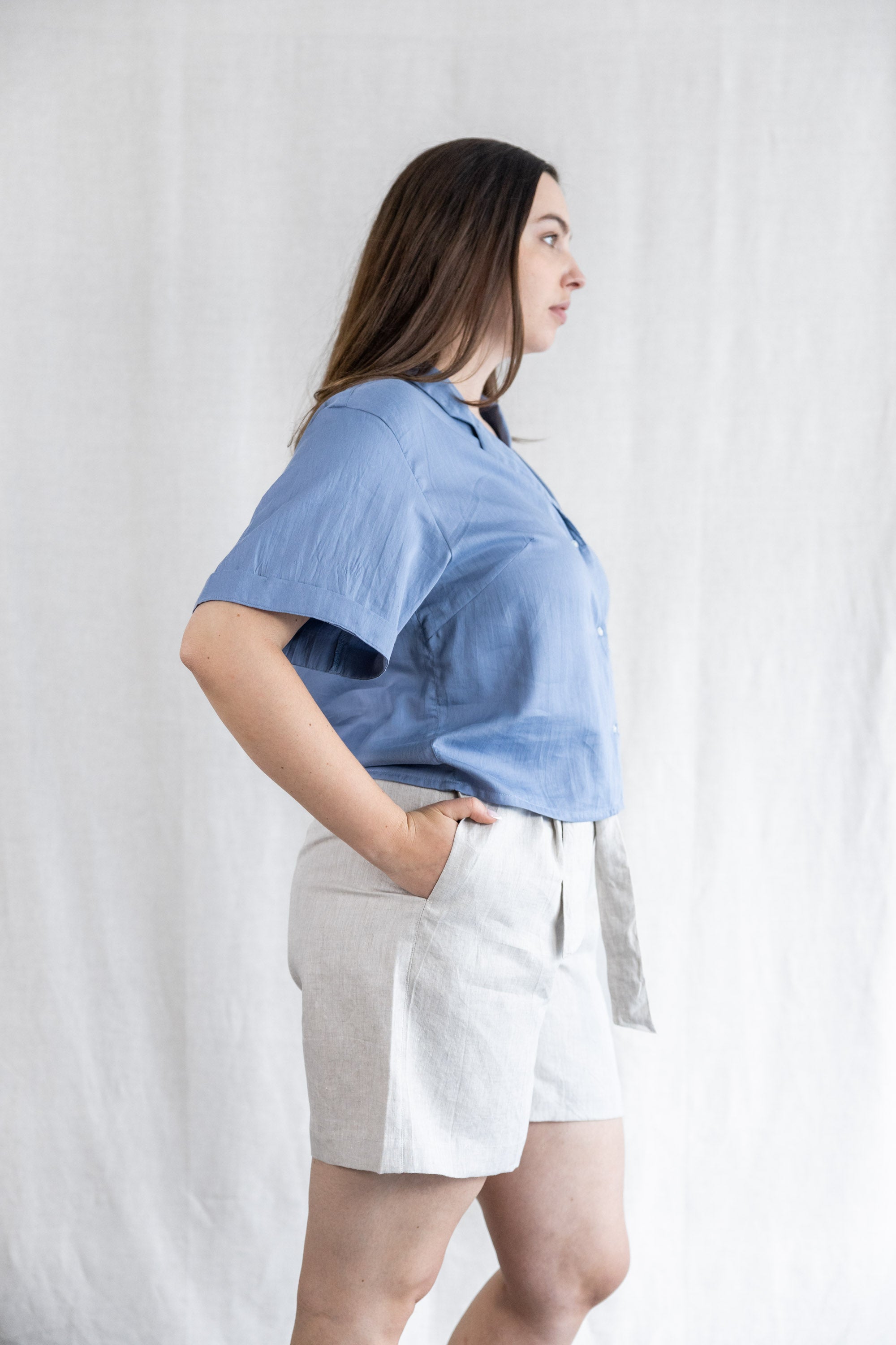 Organic Cotton Blouse Avani Satin Blue