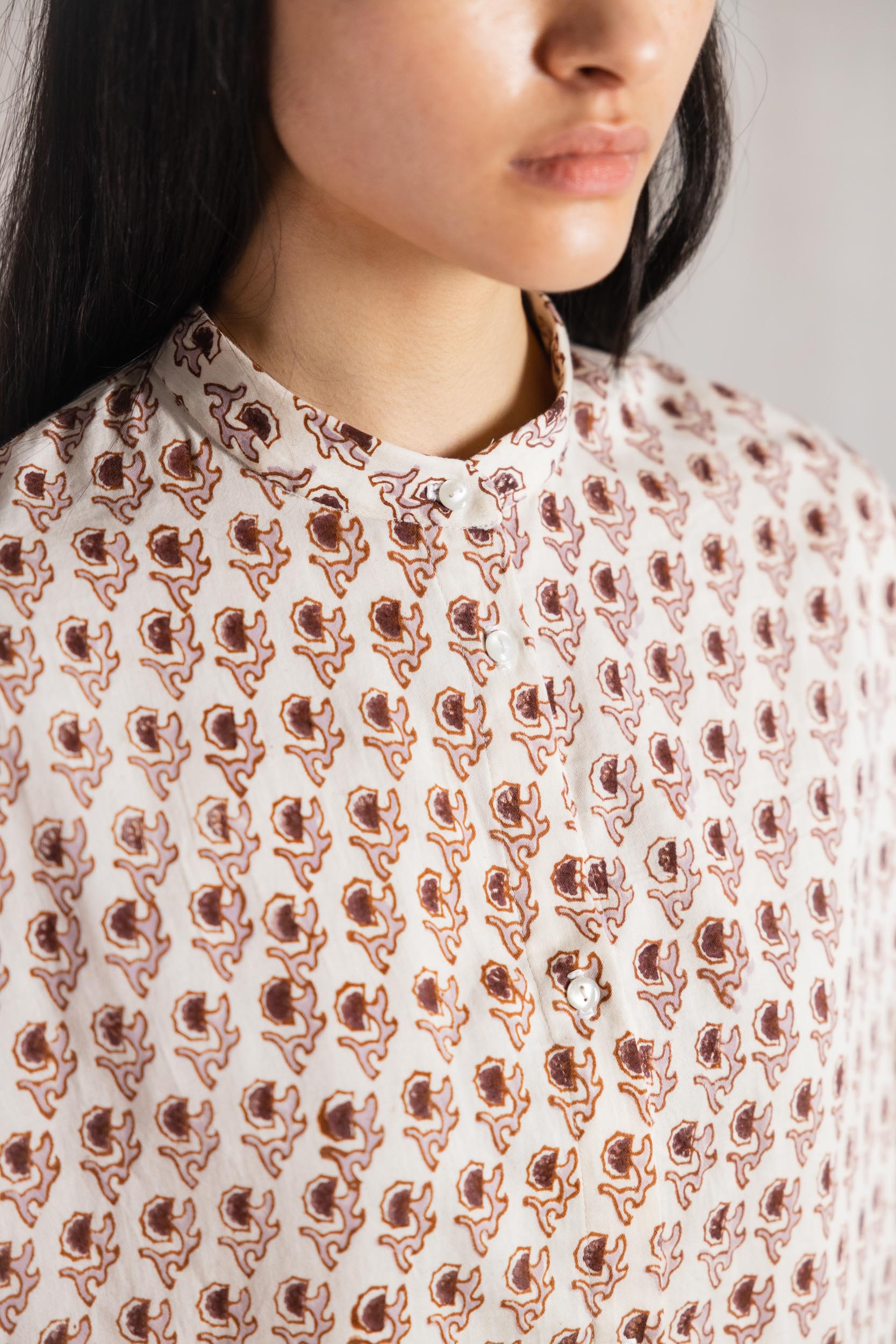 Organic cotton blouse Hawali block print