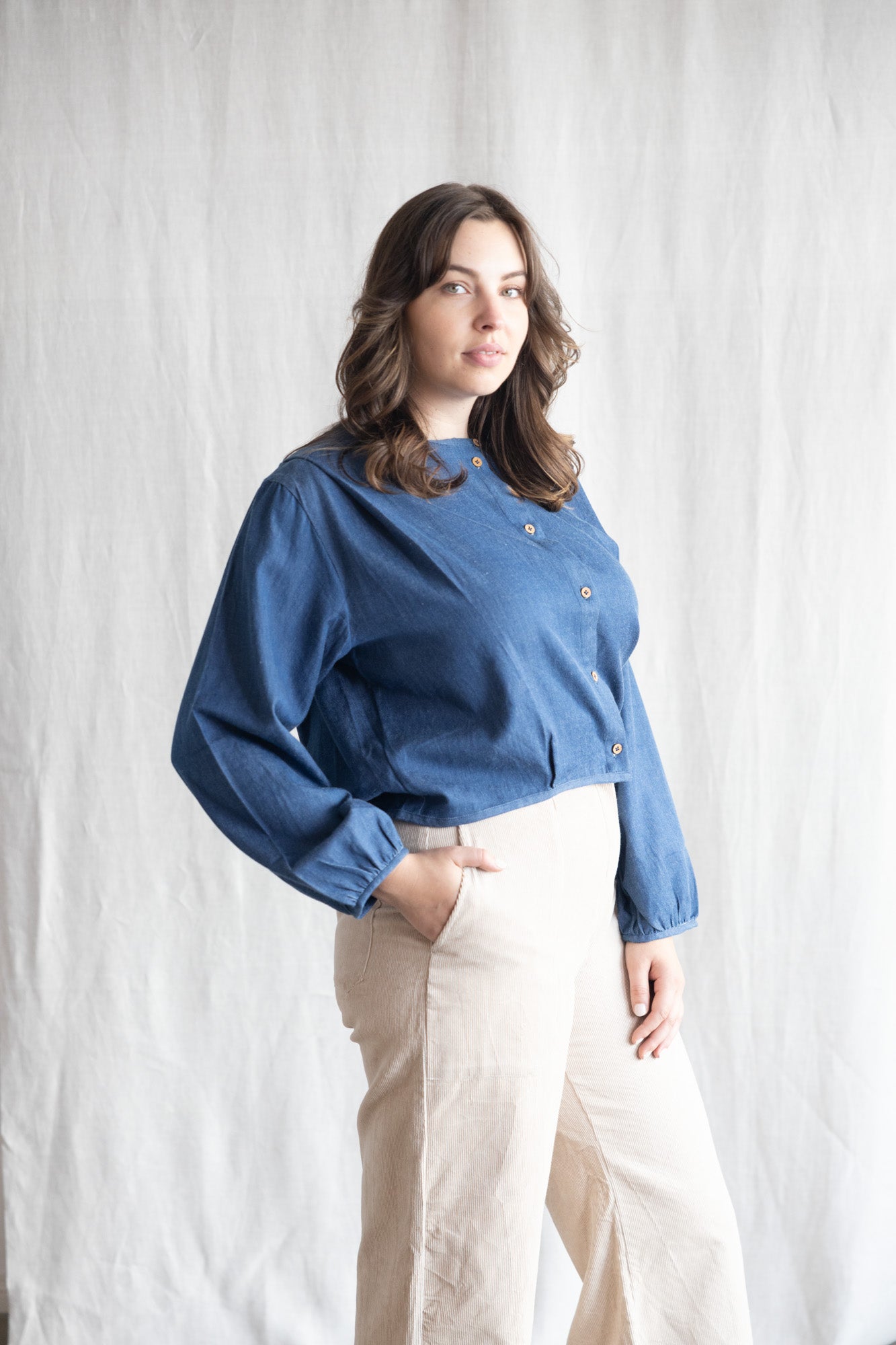 Organic cotton denim blouse Nishi Denim