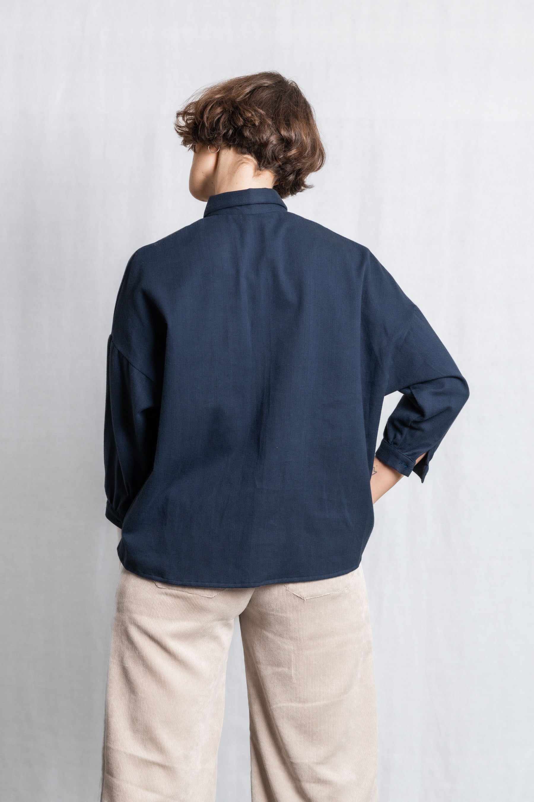 Organic Cotton Blouse Mayank Gray-Blue