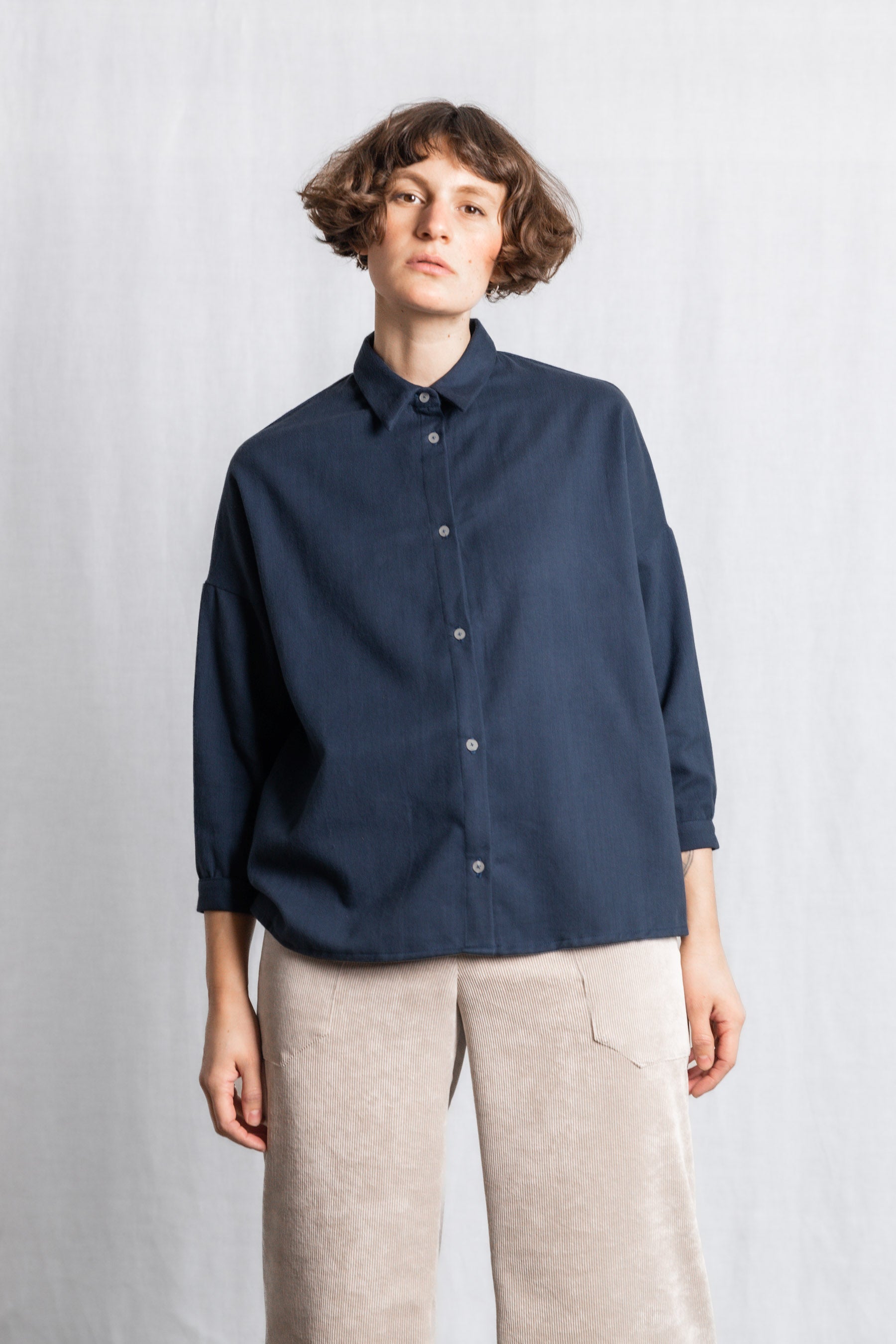 Organic Cotton Blouse Mayank Gray-Blue
