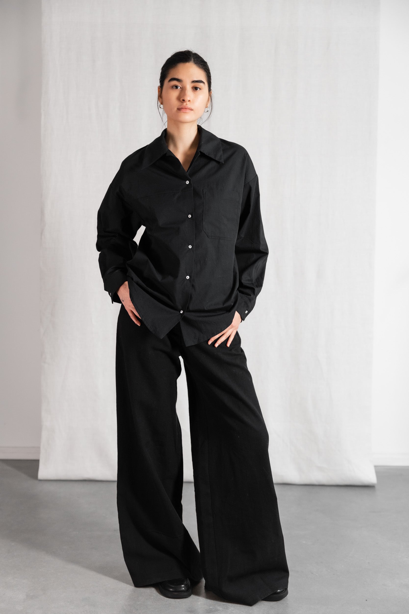 Bio-Baumwoll Shirt Ashrit Schwarz