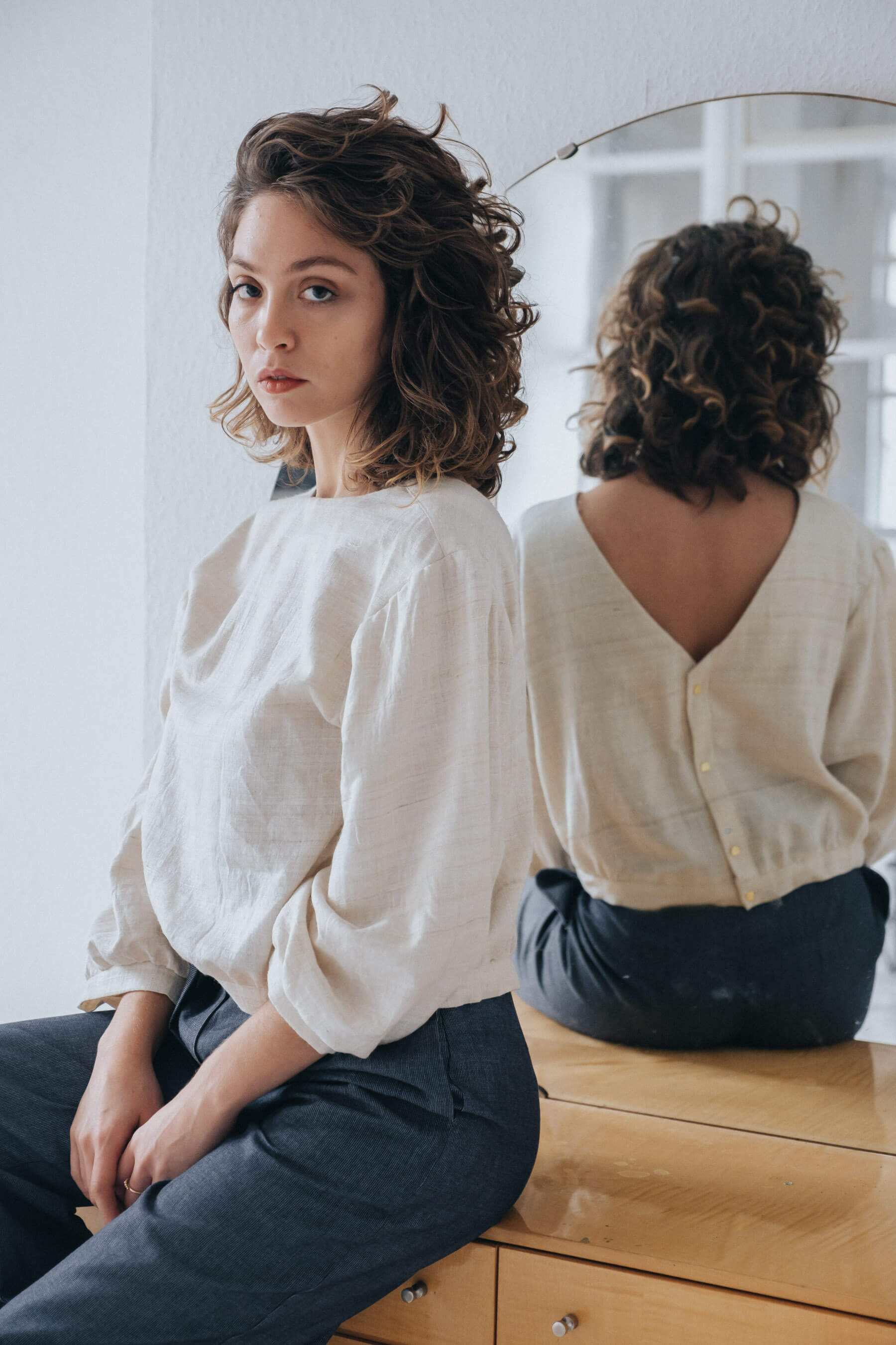 Peace-Silk blouse Sahay cream white
