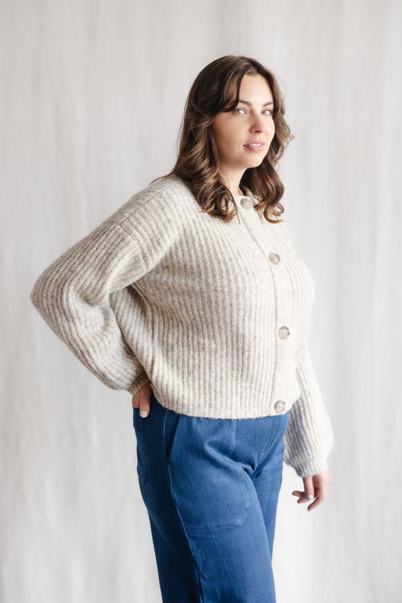 Baby-Alpaka Strickcardigan Betana Hellgrau