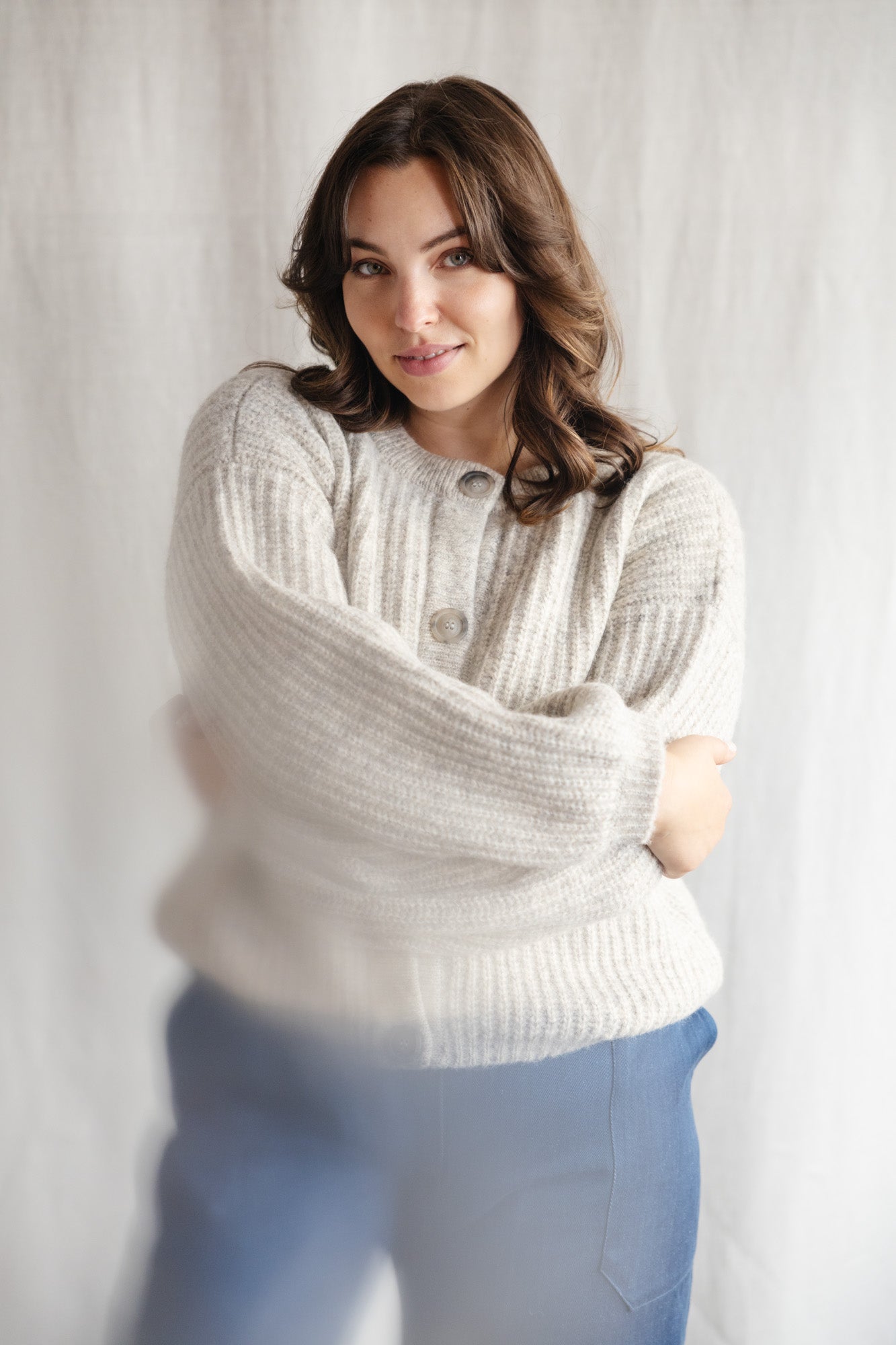 Baby-Alpaka Strickcardigan Betana Hellgrau