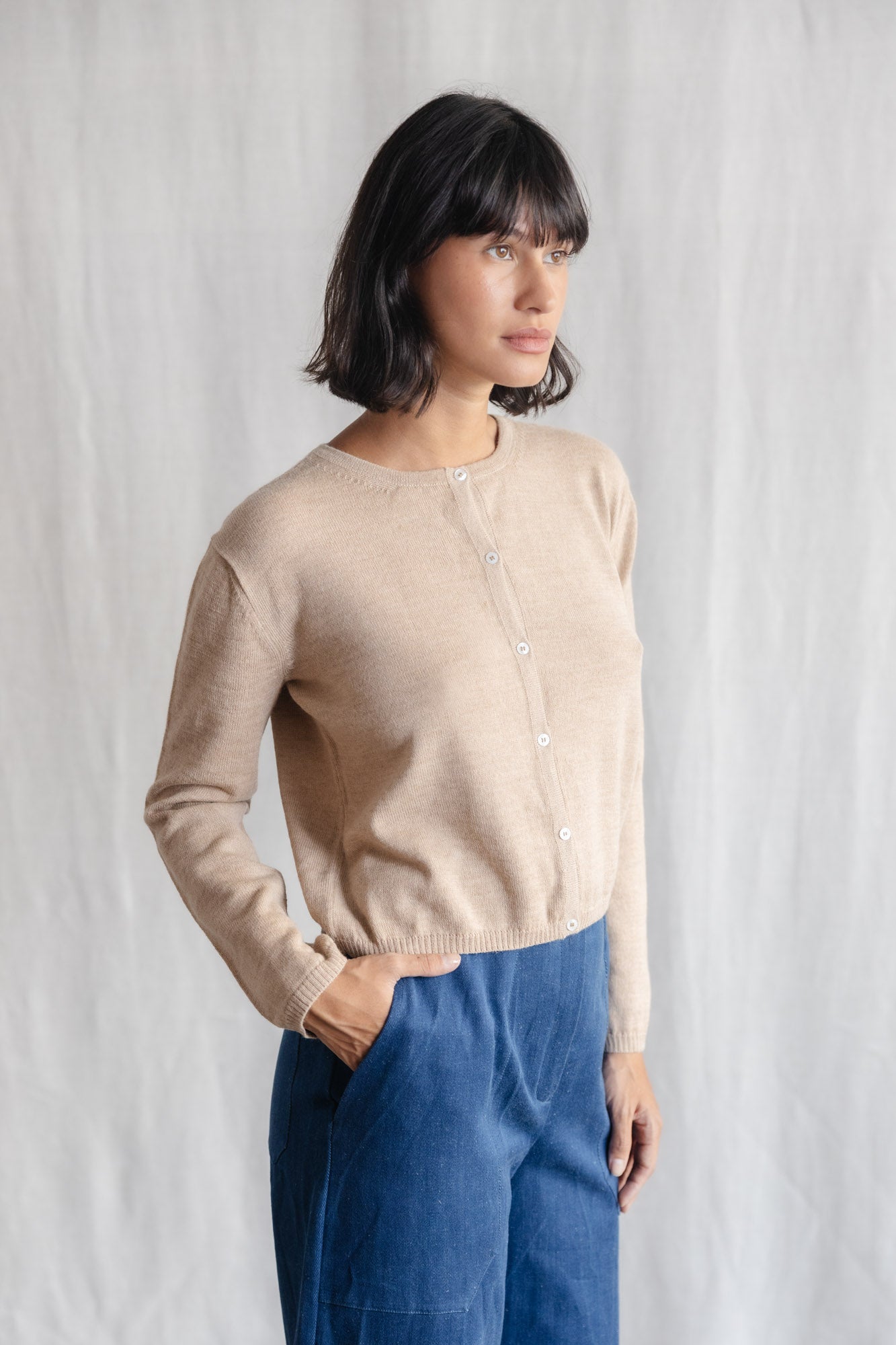 Baby Alpaca Knitted Cardigan Navan Beige