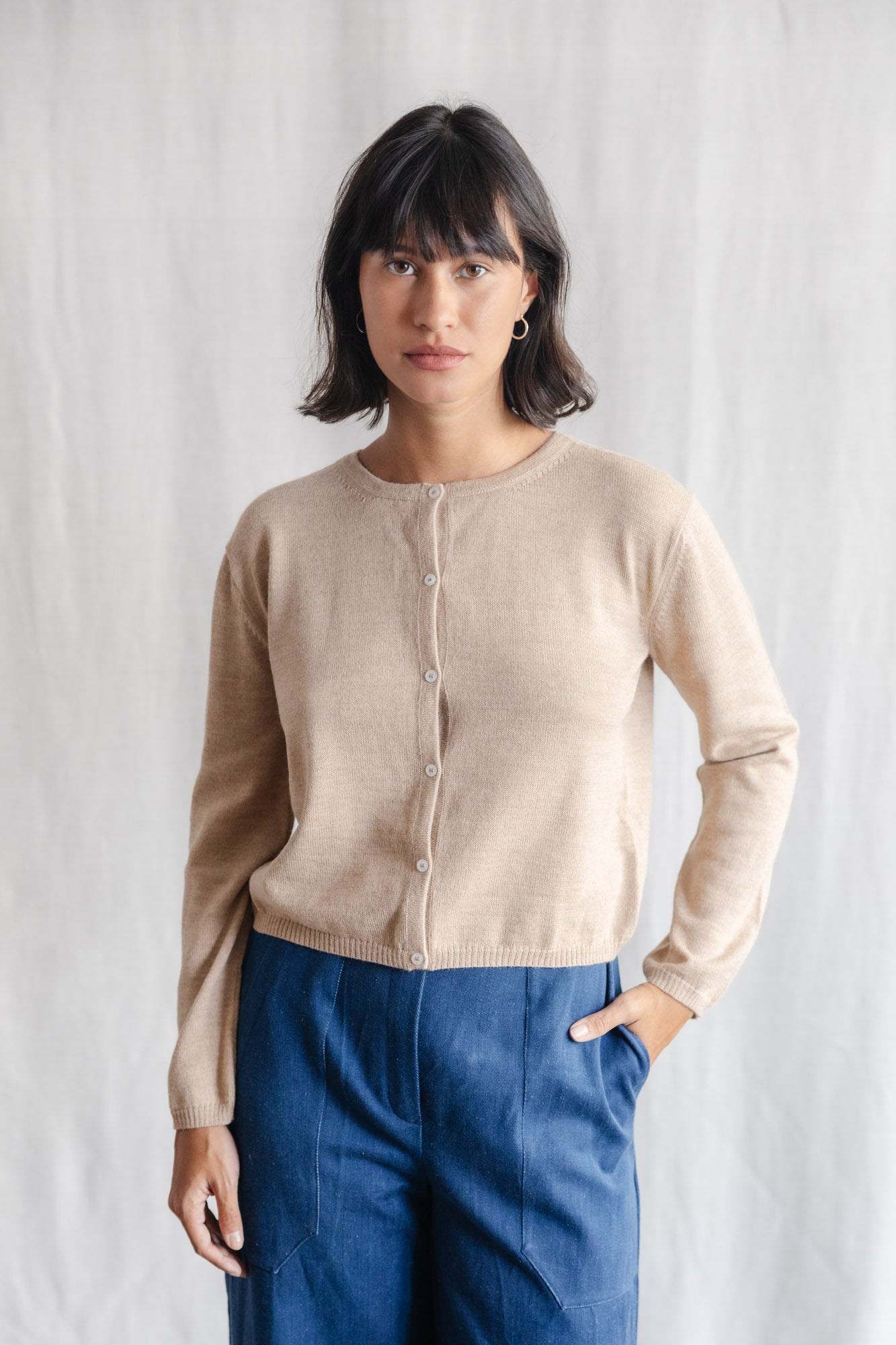 Baby Alpaca Knitted Cardigan Navan Beige