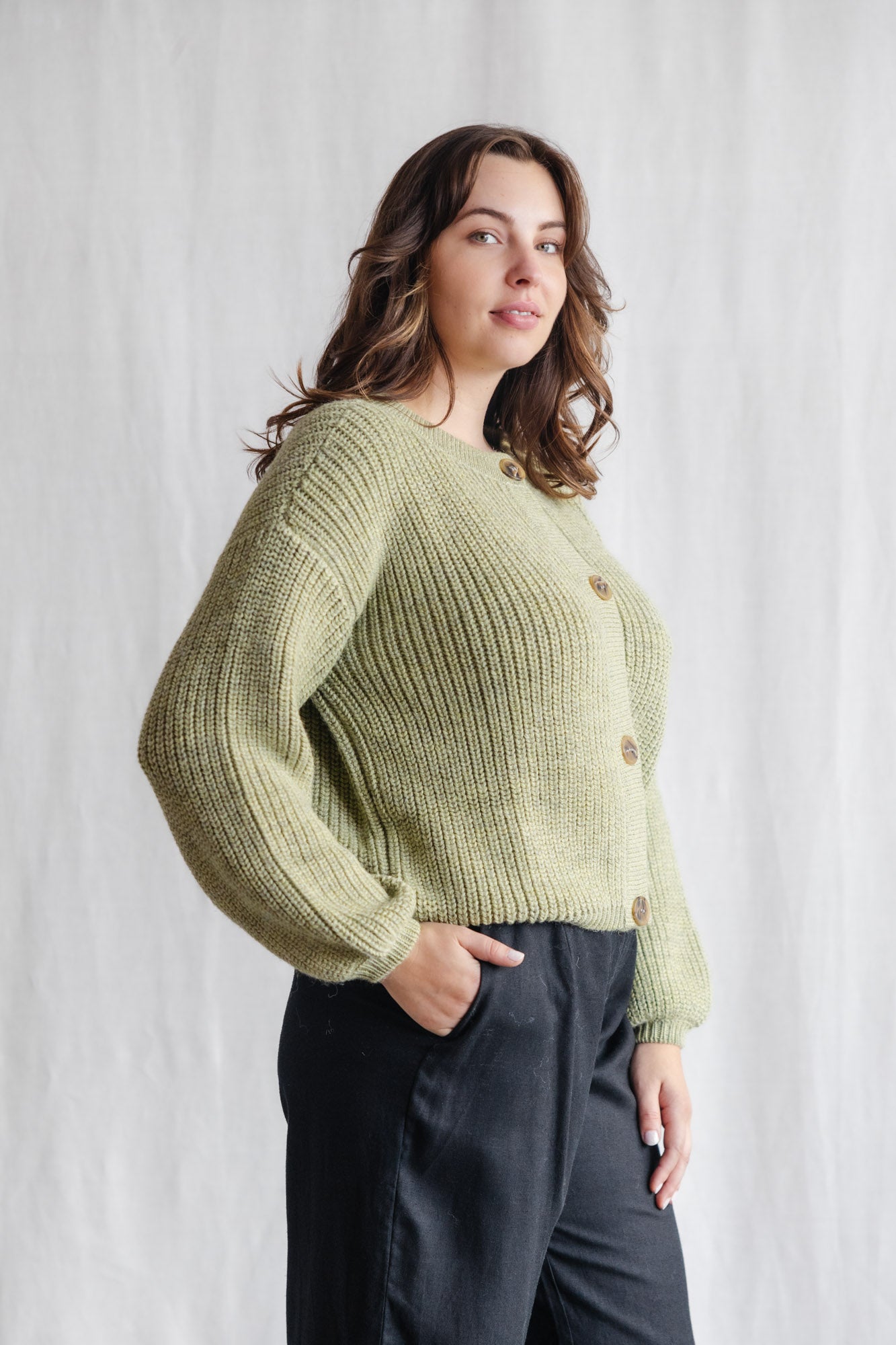 Baby Alpaca Knitted Cardigan Betana Light Green