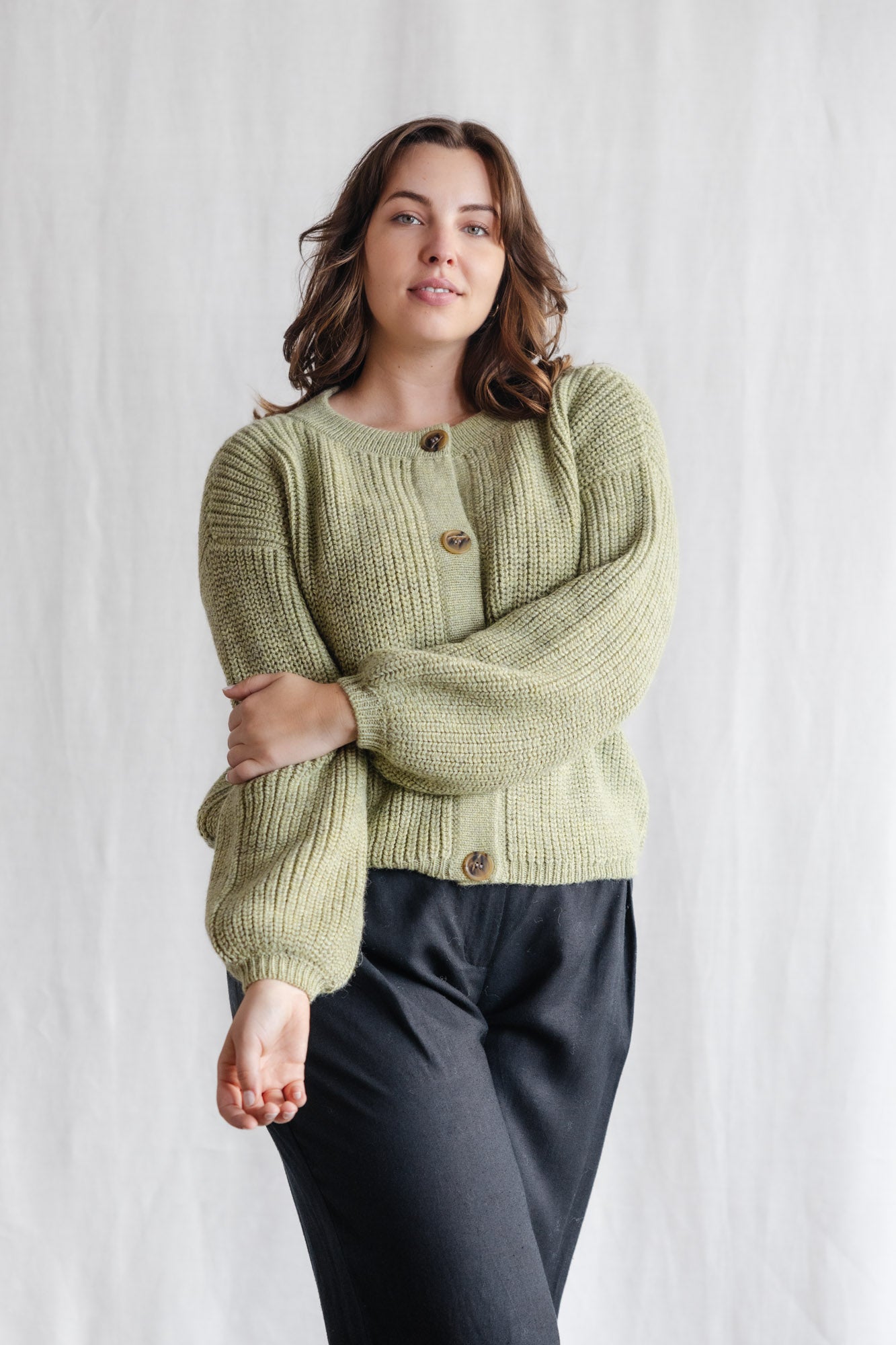Baby Alpaca Knitted Cardigan Betana Light Green