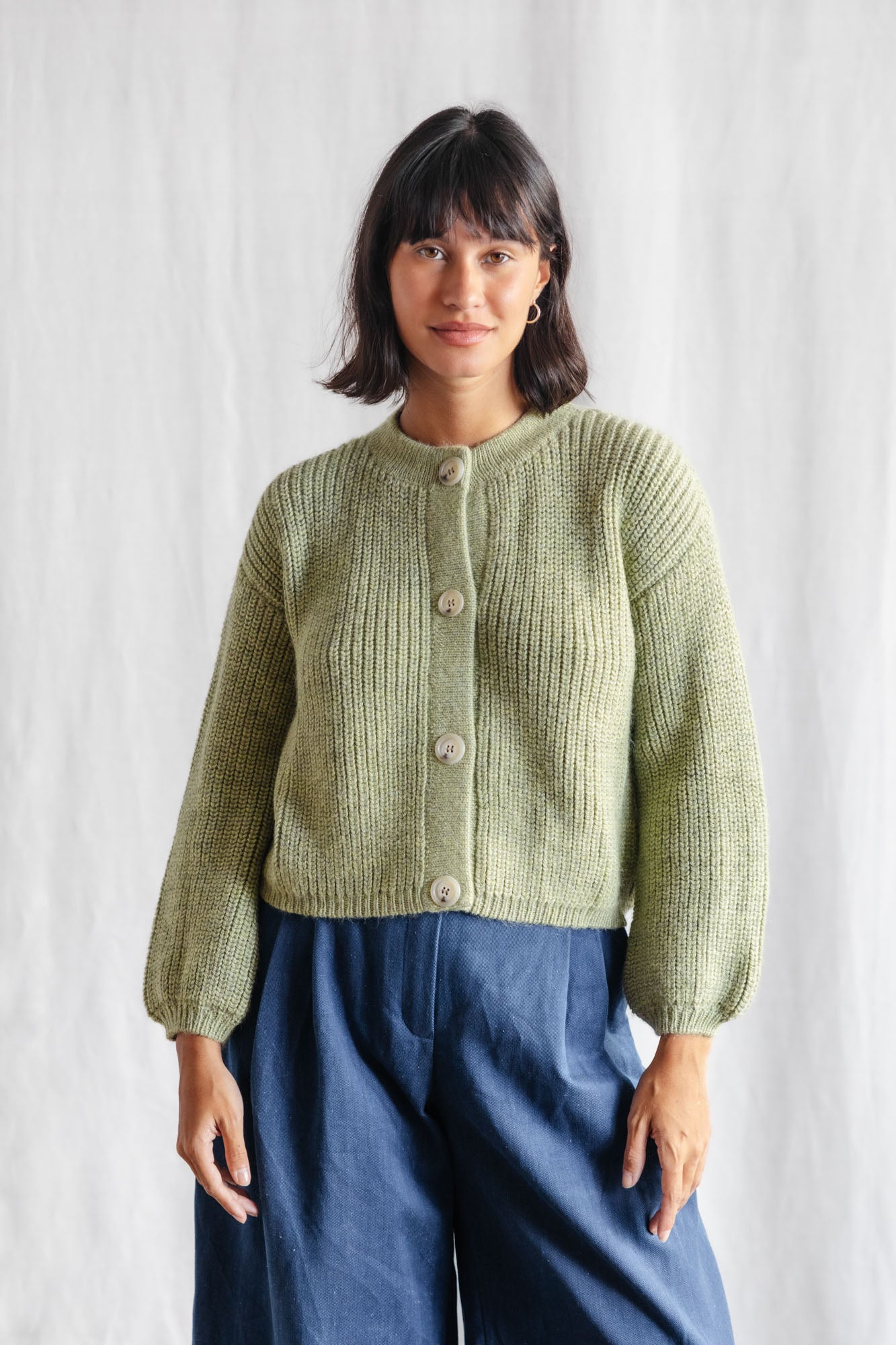 Baby Alpaca Knitted Cardigan Betana Light Green