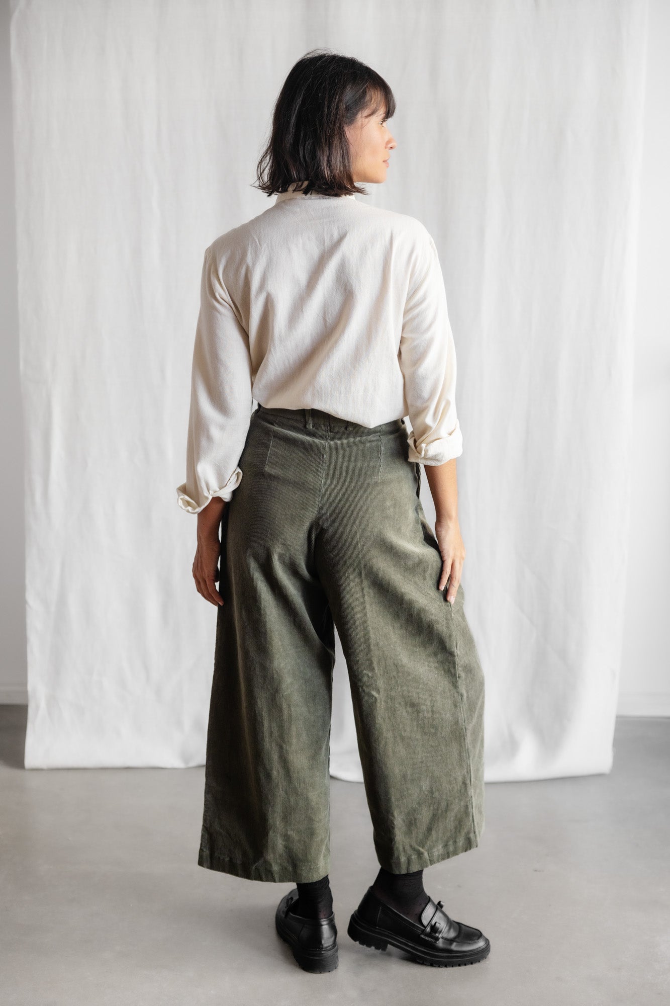 Organic Cotton Corduroy Culotte Awa Pistachio
