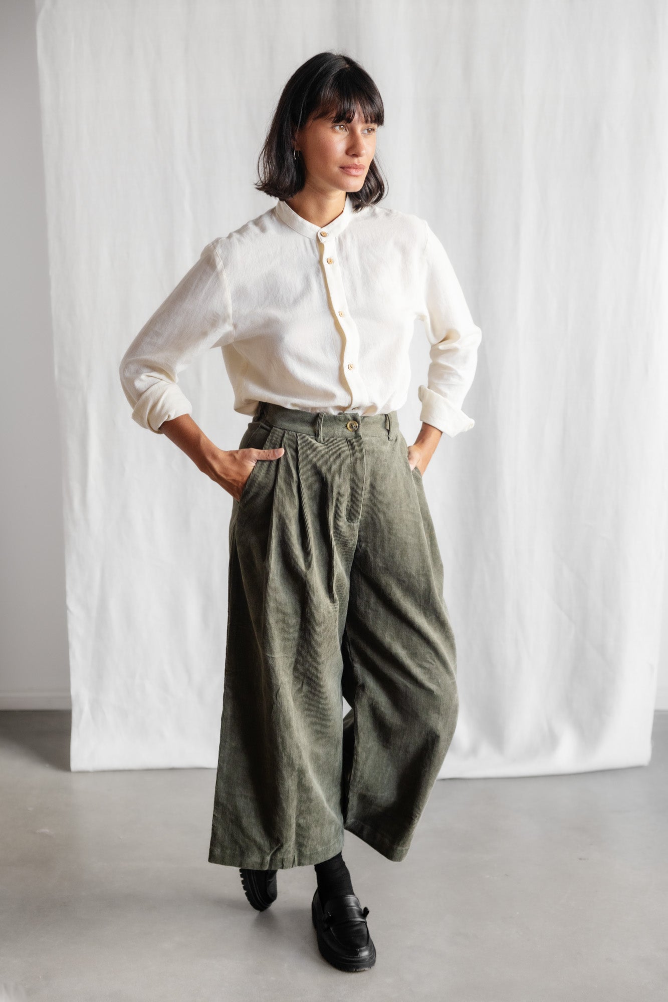 Organic Cotton Corduroy Culotte Awa Pistachio