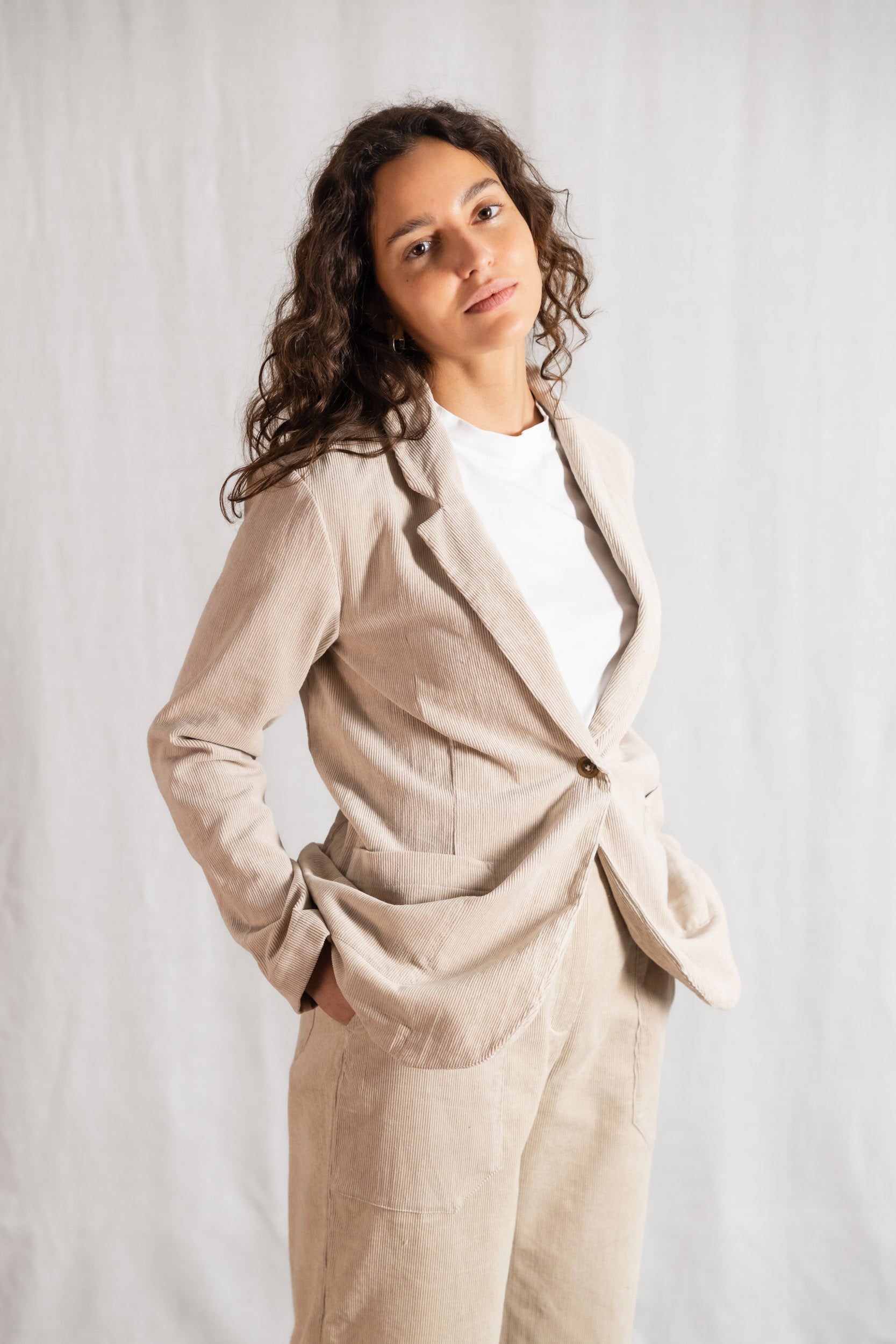 Organic cotton corduroy blazer Sharad Beige