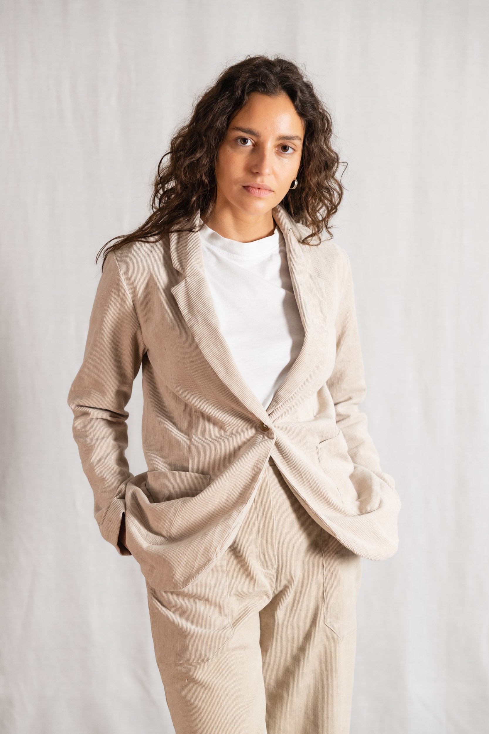 Organic cotton corduroy blazer Sharad Beige