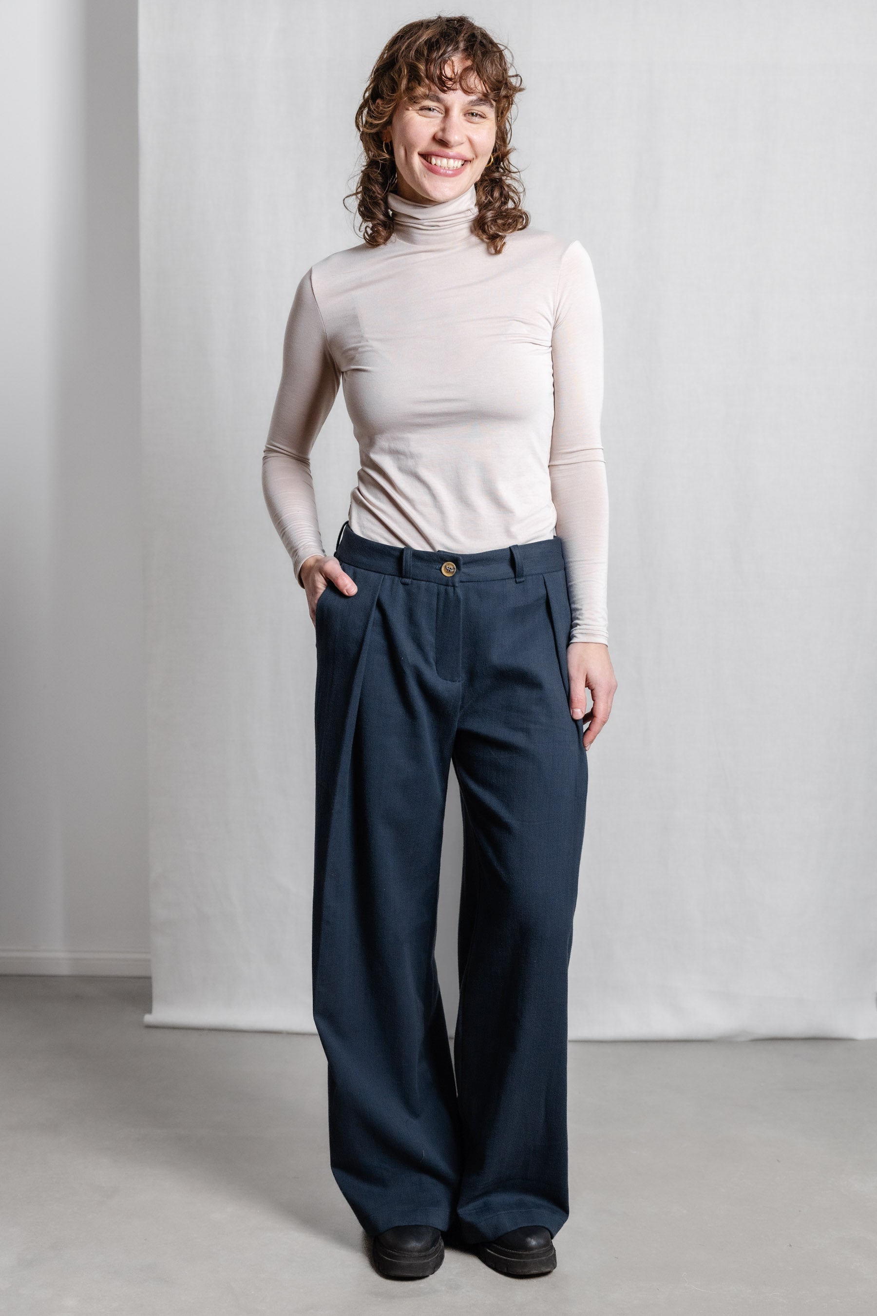 Bio-Baumwoll Hose Meghana Grau-Blau