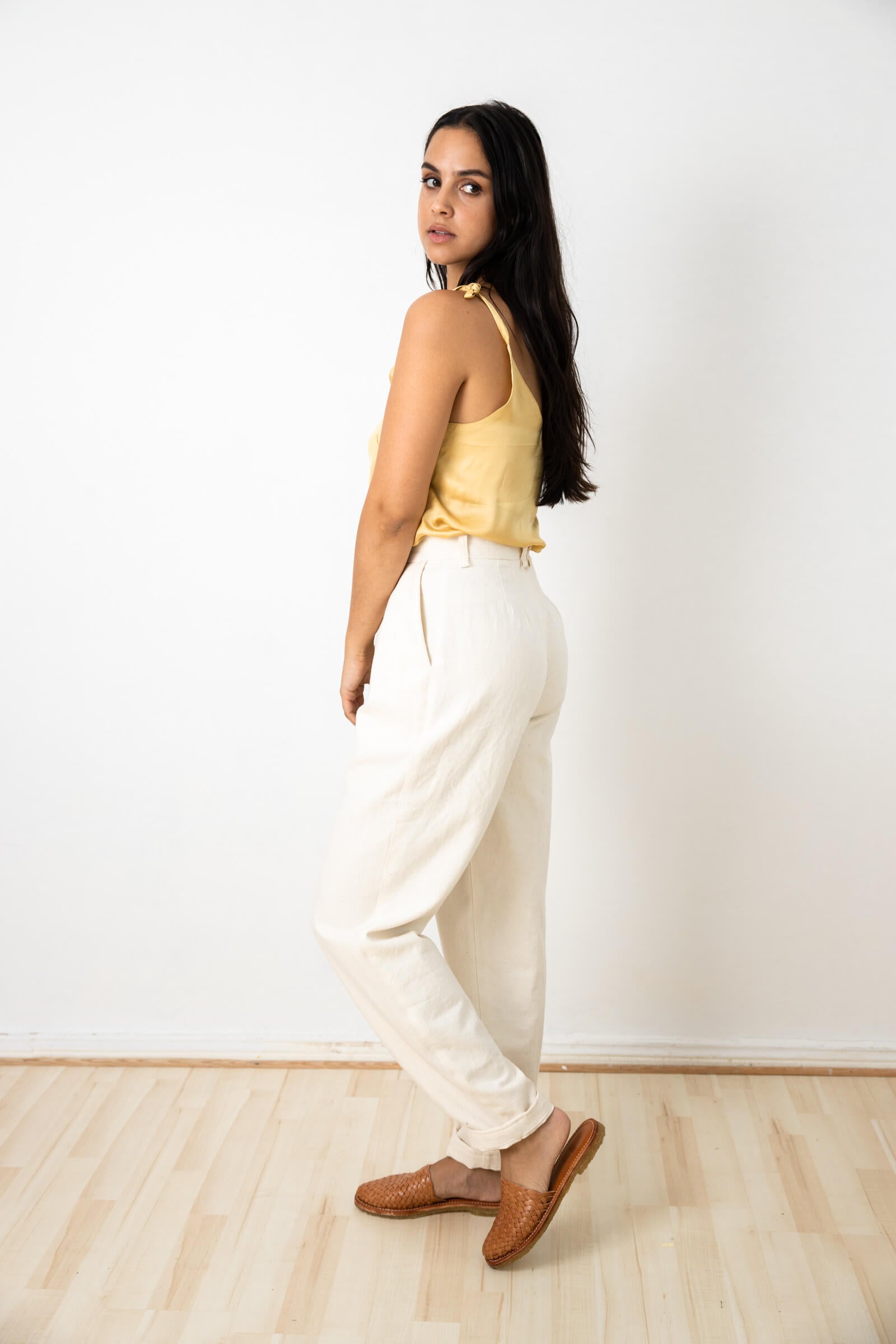Organic Cotton Pleated Trousers Vishraam White