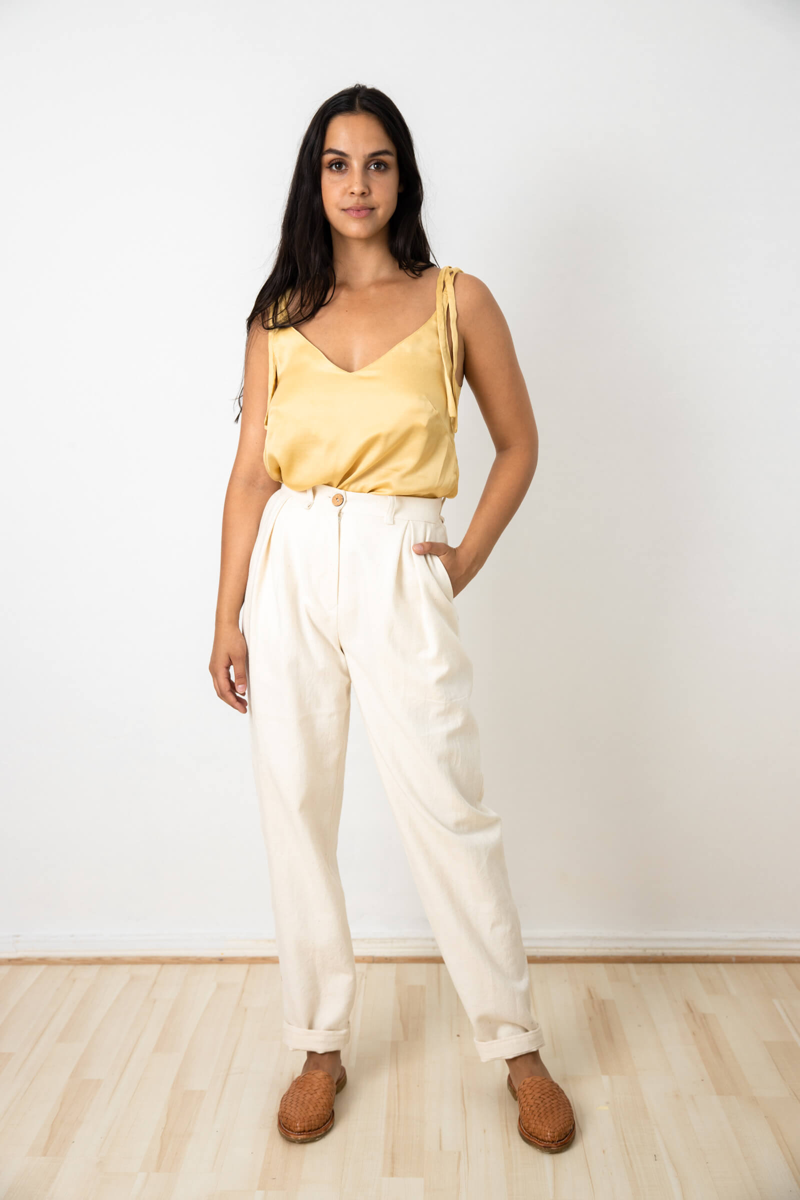Organic Cotton Pleated Trousers Vishraam White