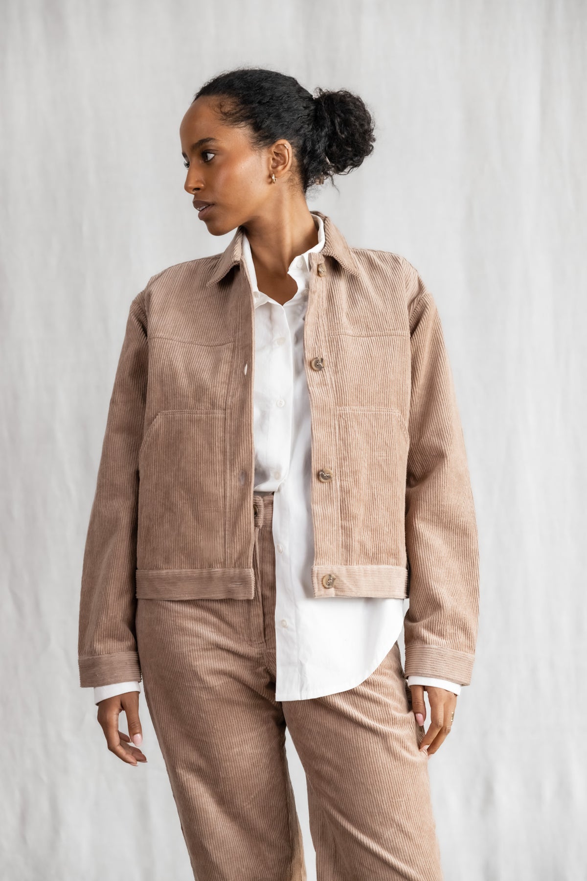 Bio-Baumwollcord Jacke Nariyal Cappuccino