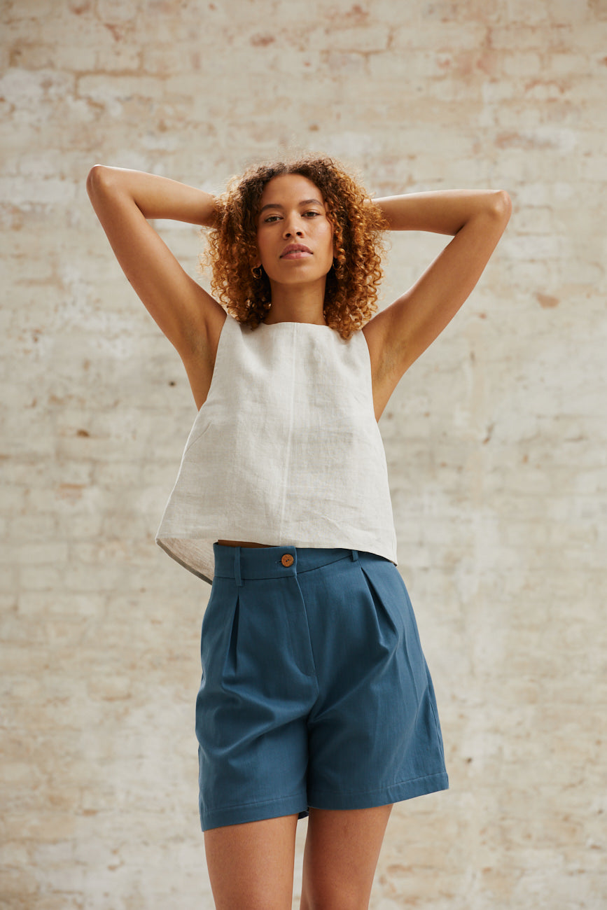 Bio-Baumwoll Highwaist Shorts Aakash Ozean