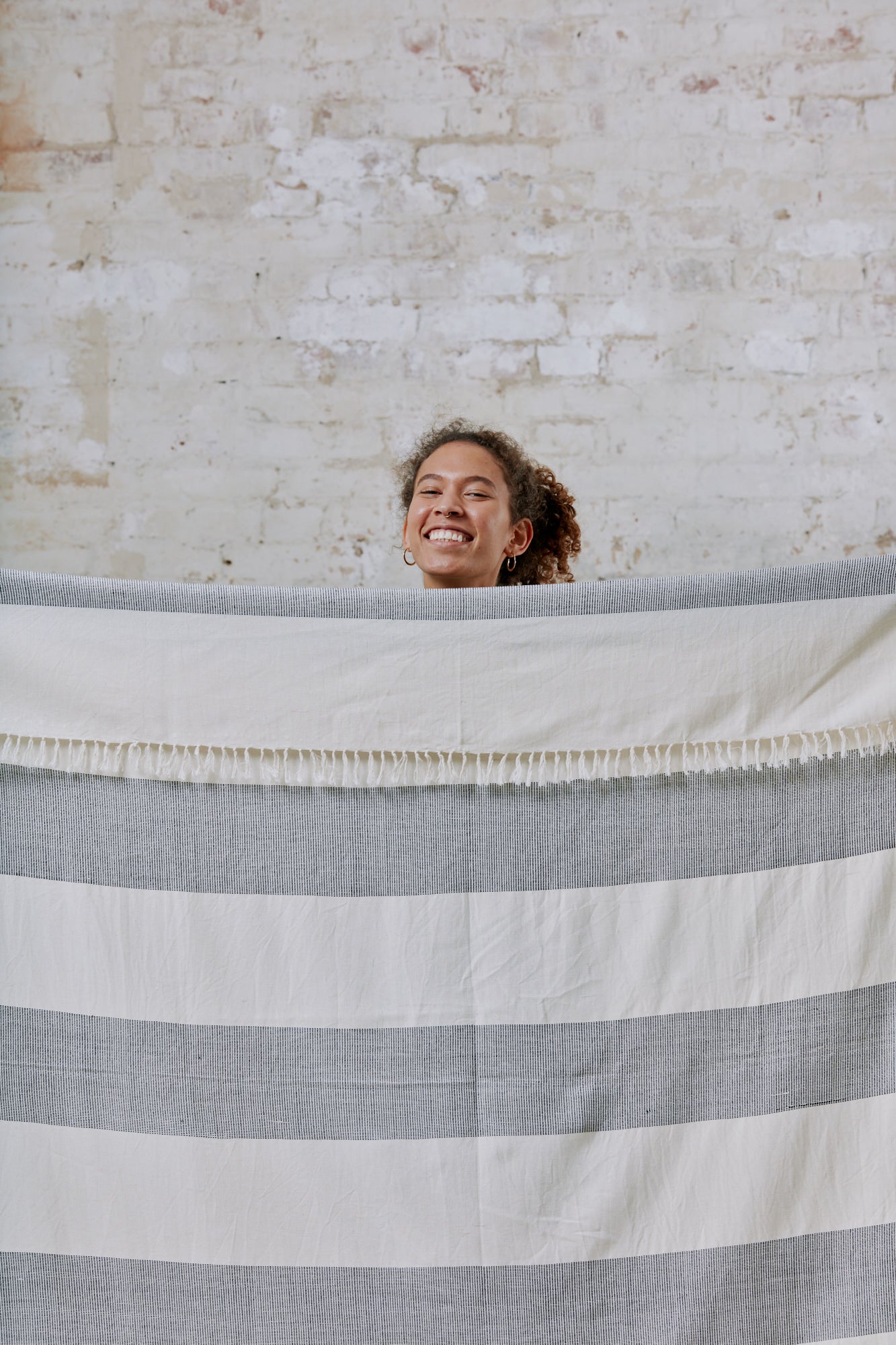Cotton blanket Suhany woven stripes black/white