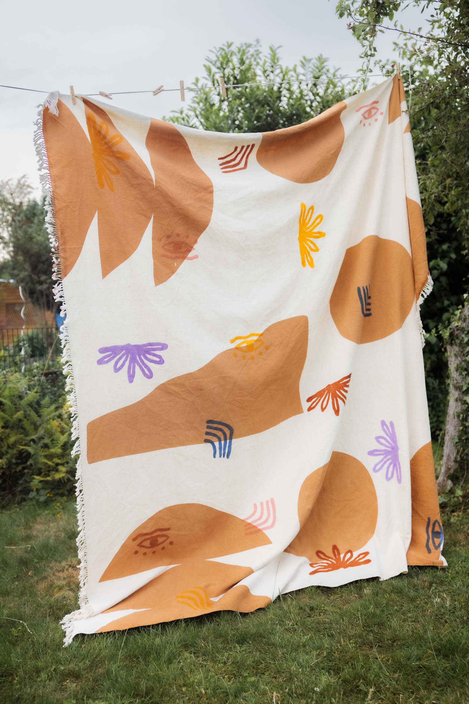 Organic Cotton Bedspread Aakaar Blockprint Savanna