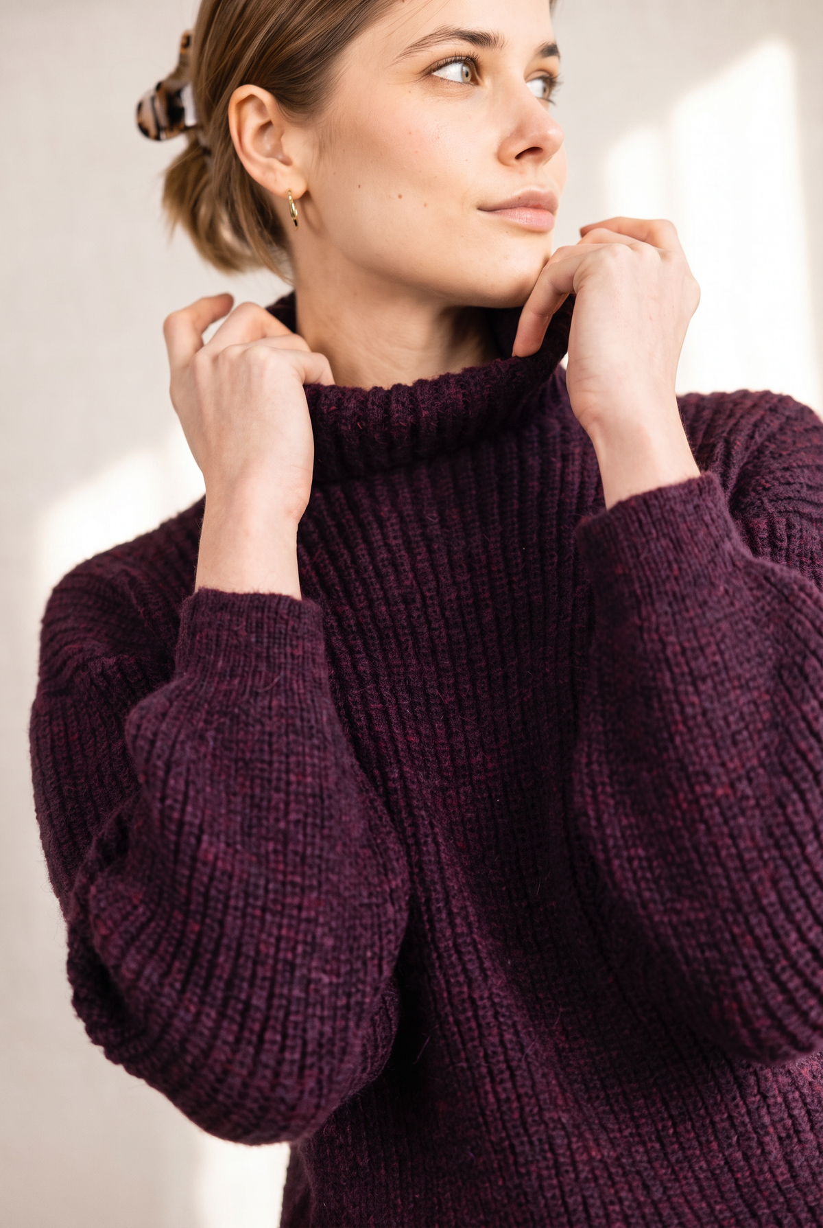 Baby-Alpaka Turtleneck Strickpullover Sabeti Brombeer