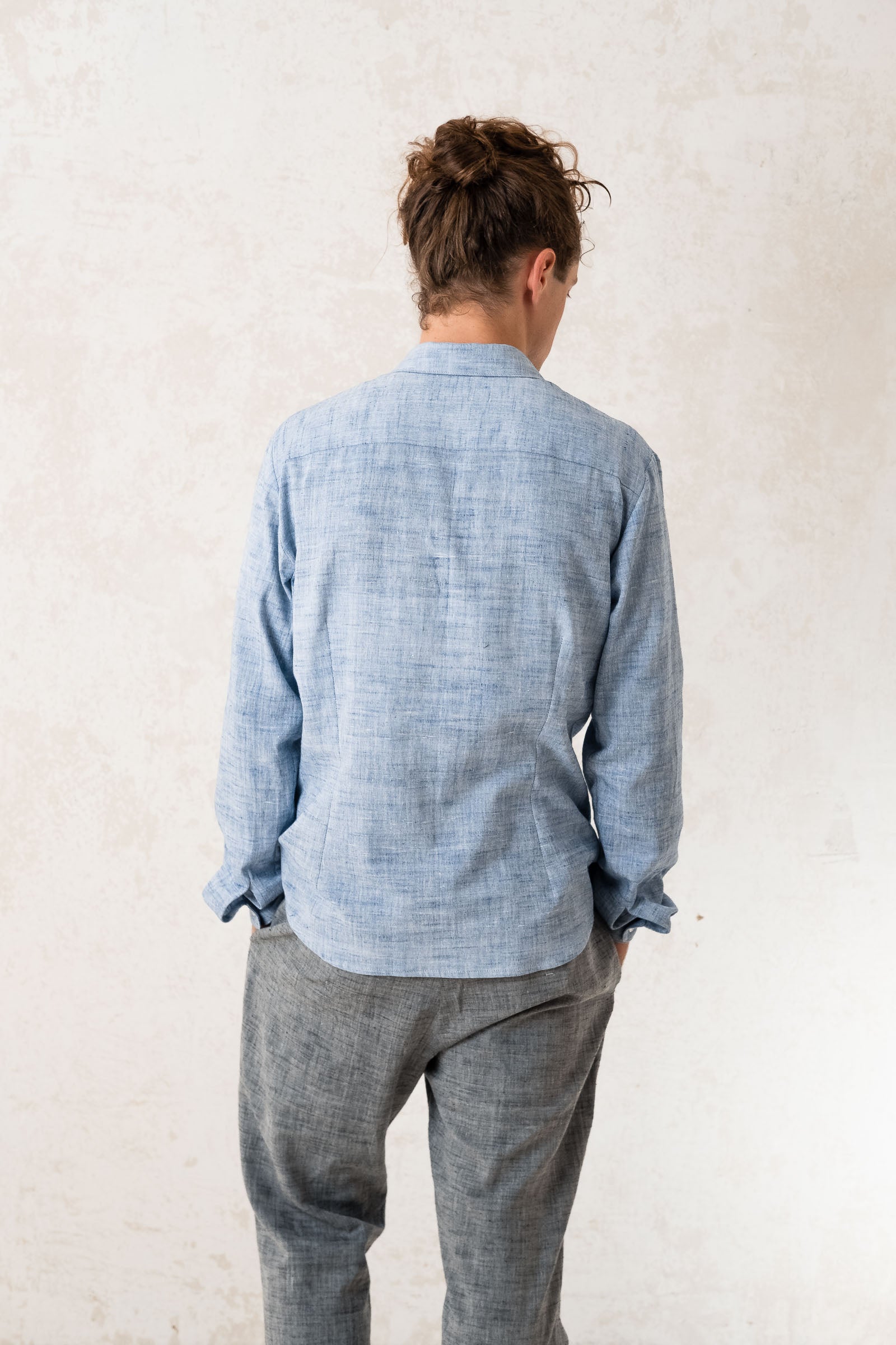 Cotton Slim-Fit Shirt Hilu Light Blue