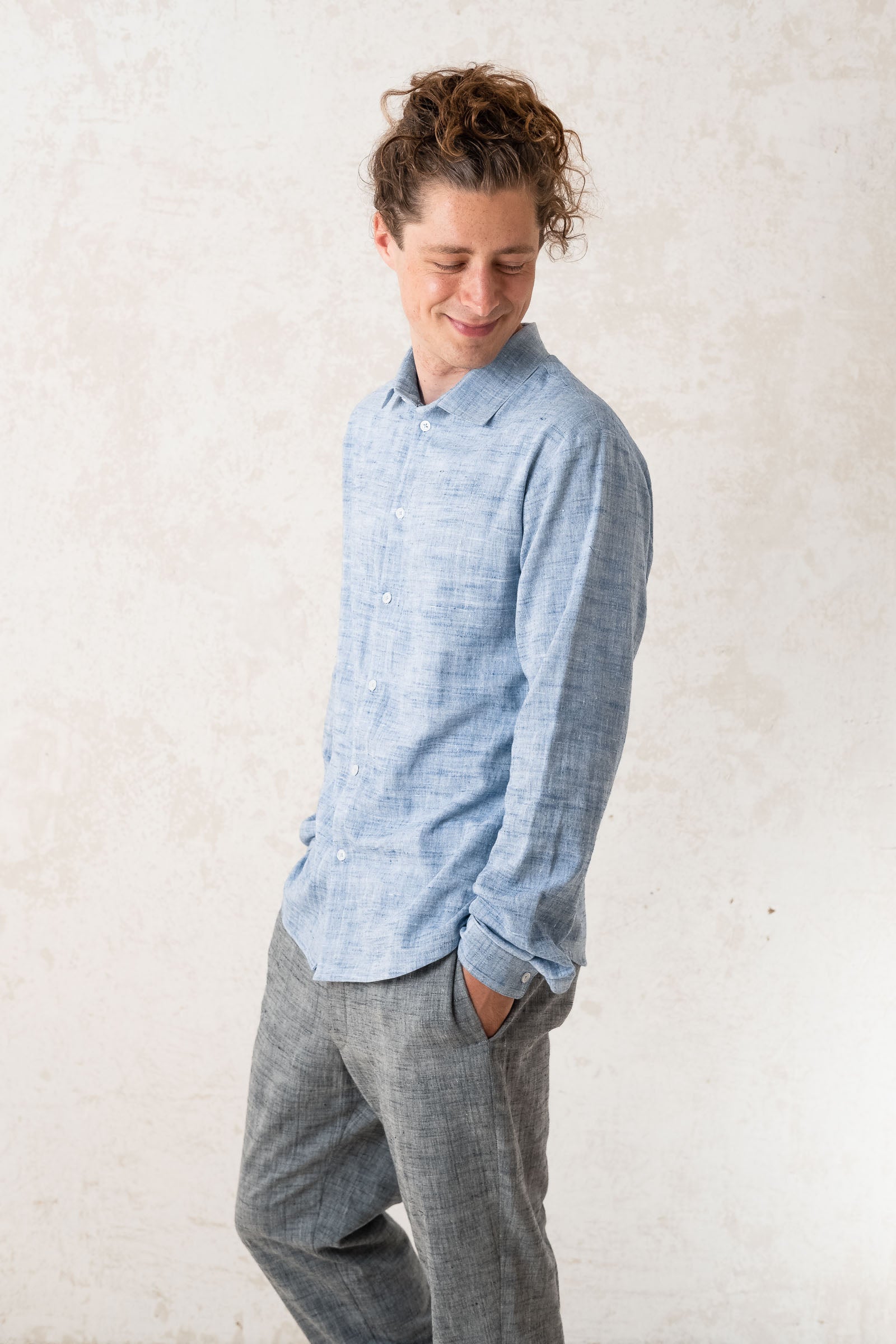 Cotton Slim-Fit Shirt Hilu Light Blue