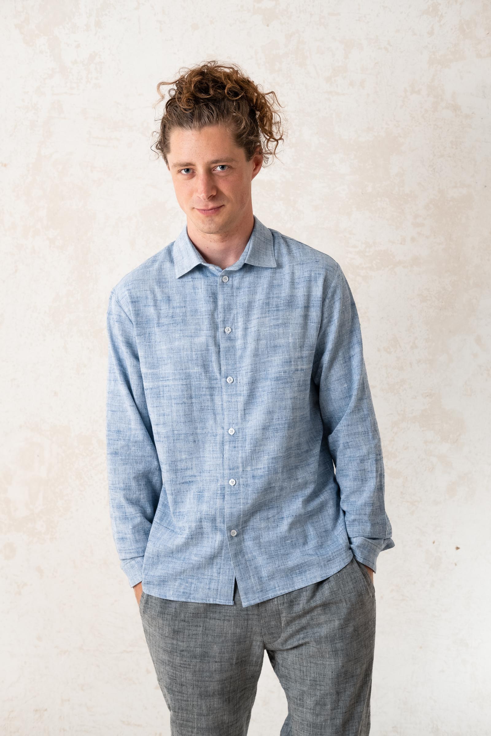 Cotton Slim-Fit Shirt Hilu Light Blue