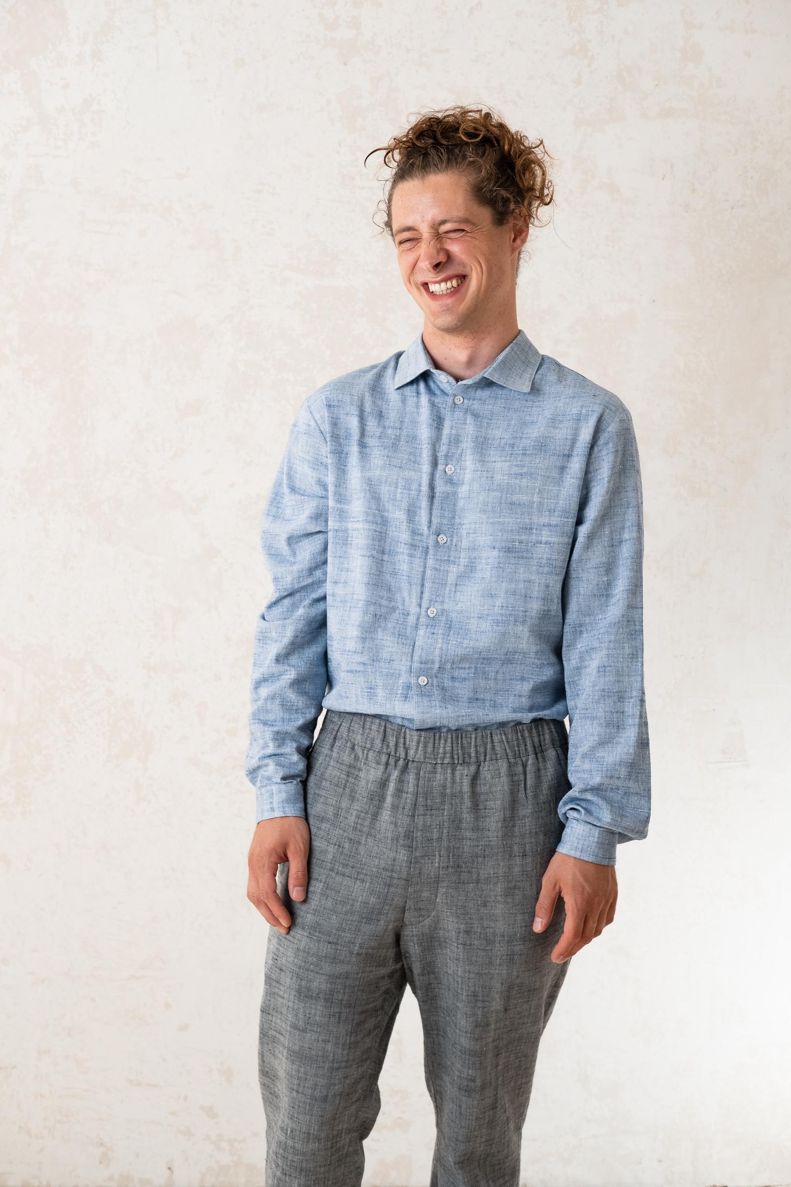 Cotton Slim-Fit Shirt Hilu Light Blue