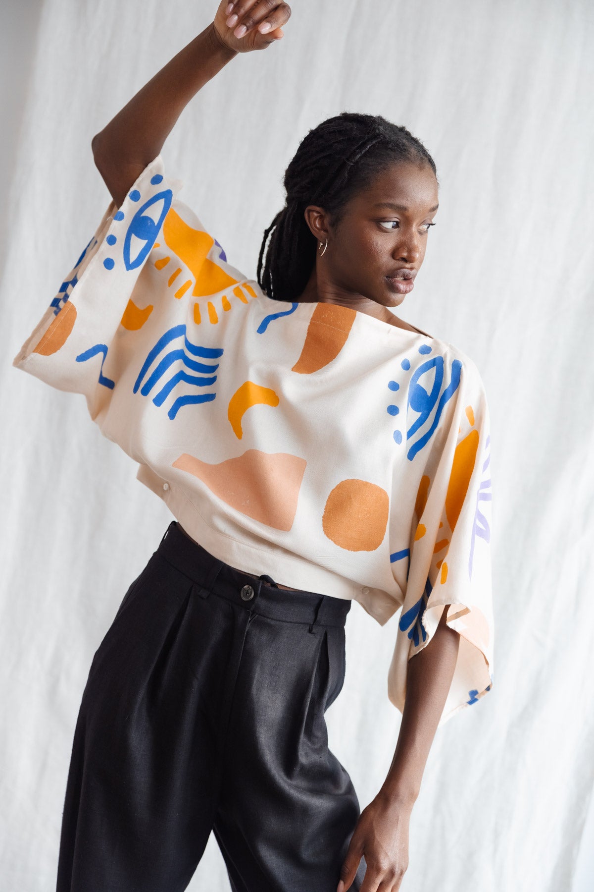Organic Cotton Blouse Risay Blockprint Colorful