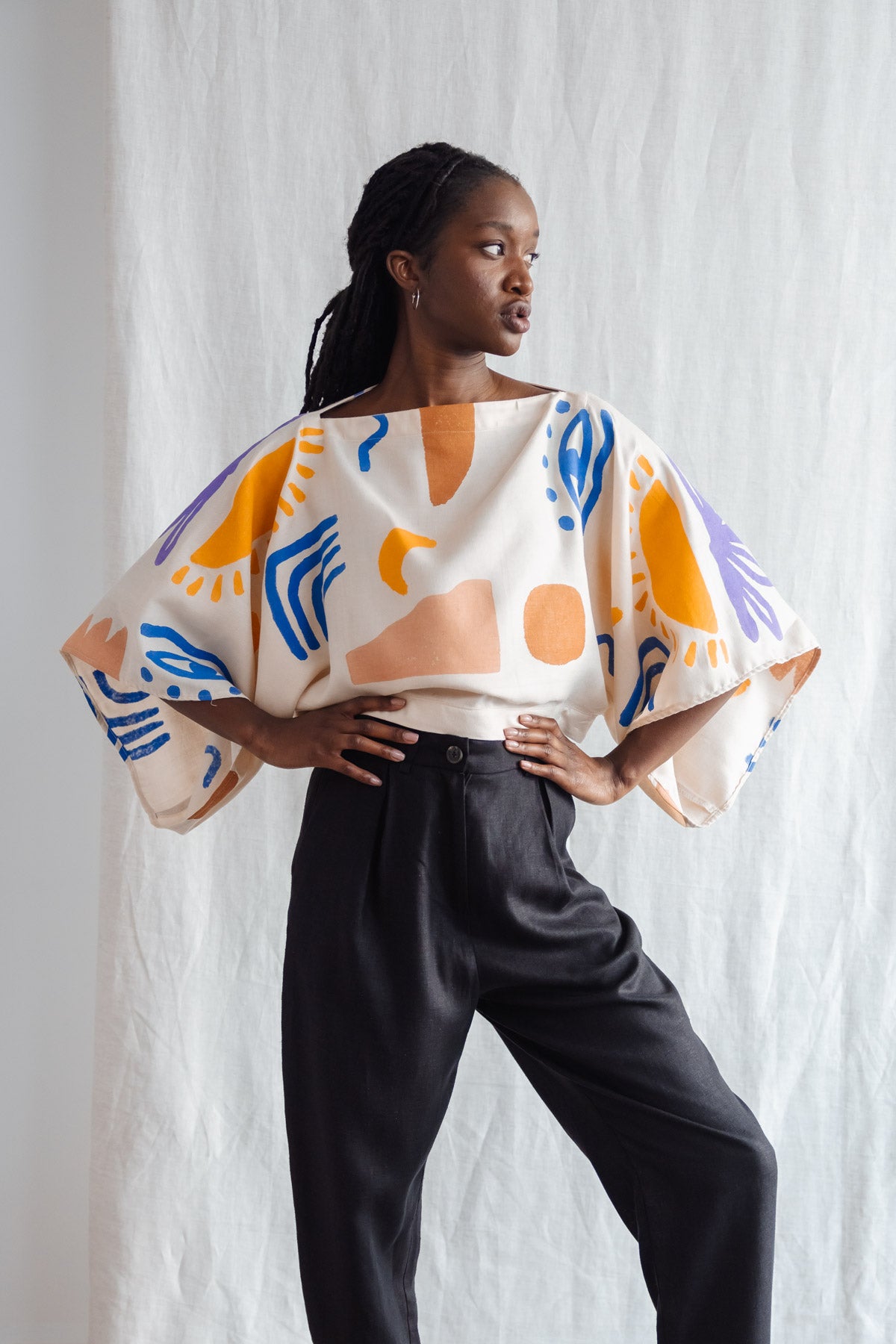 Organic Cotton Blouse Risay Blockprint Colorful