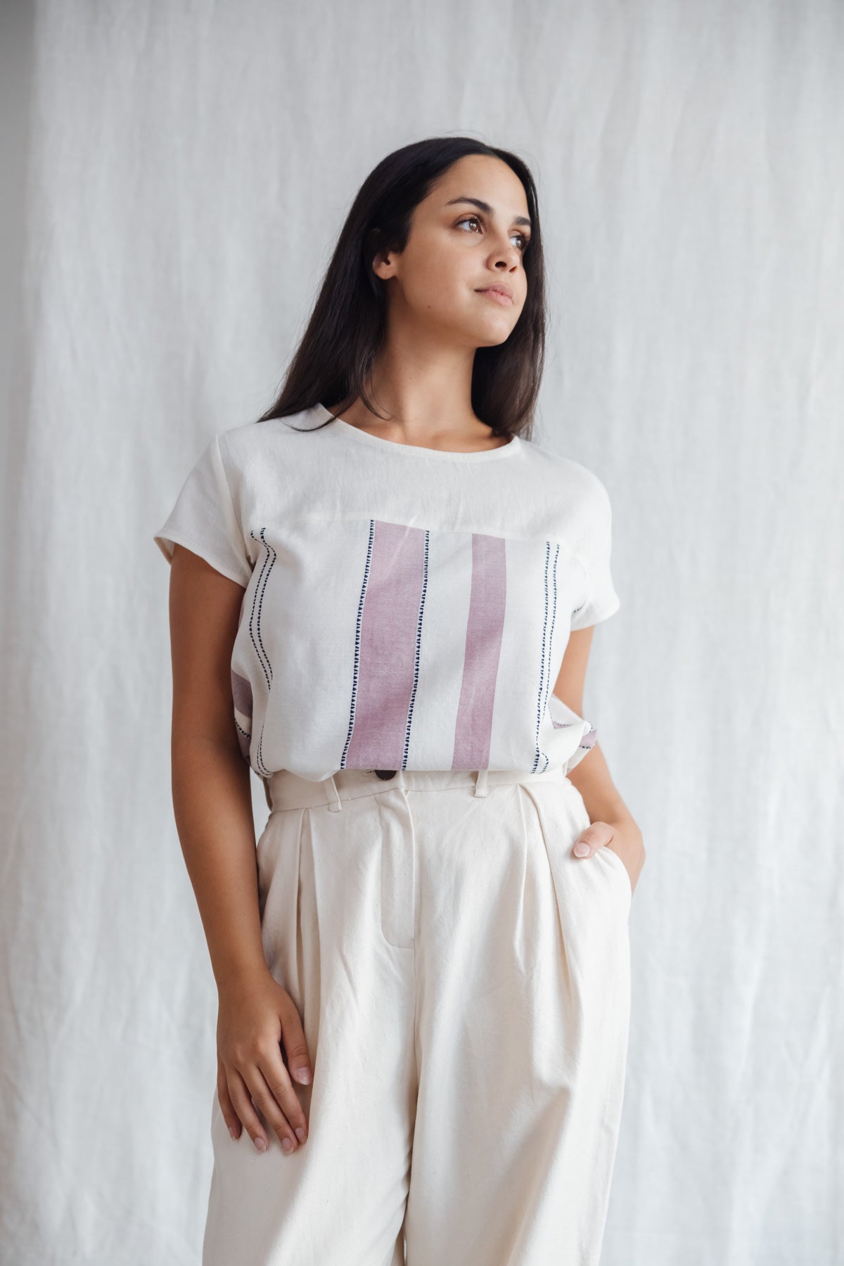 Cotton Shirt Shalin Weave Pattern Old Pink