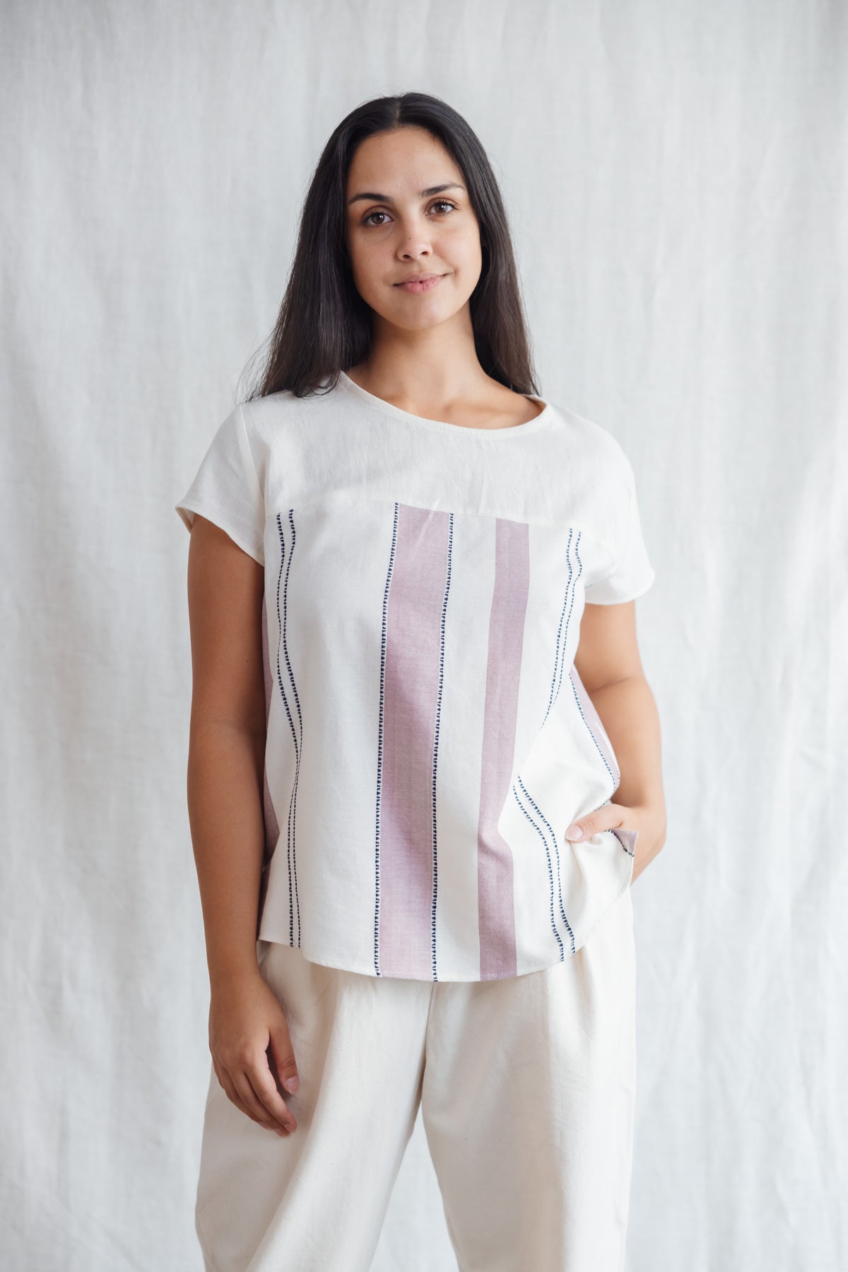 Cotton Shirt Shalin Weave Pattern Old Pink