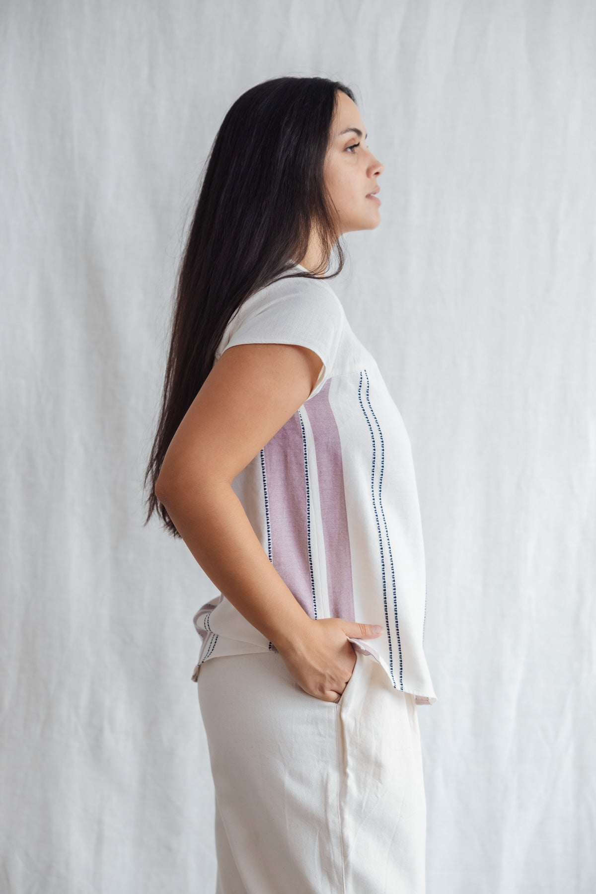 Cotton Shirt Shalin Weave Pattern Old Pink