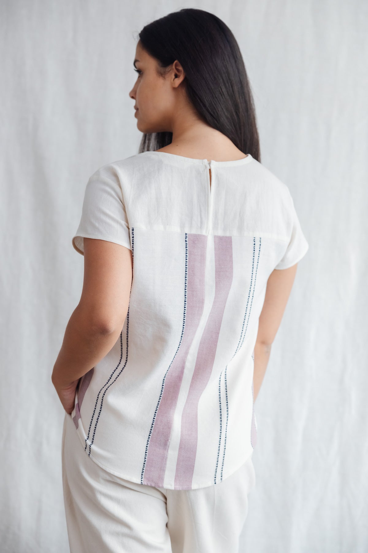 Cotton Shirt Shalin Weave Pattern Old Pink