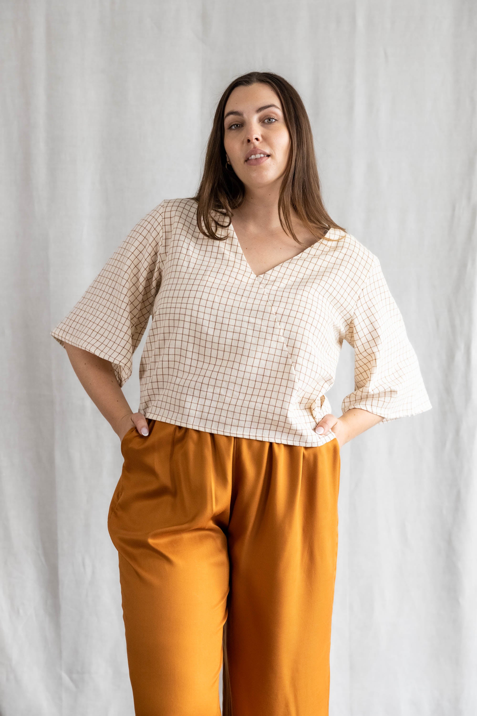 Cotton blouse Vasanta Cream Checks