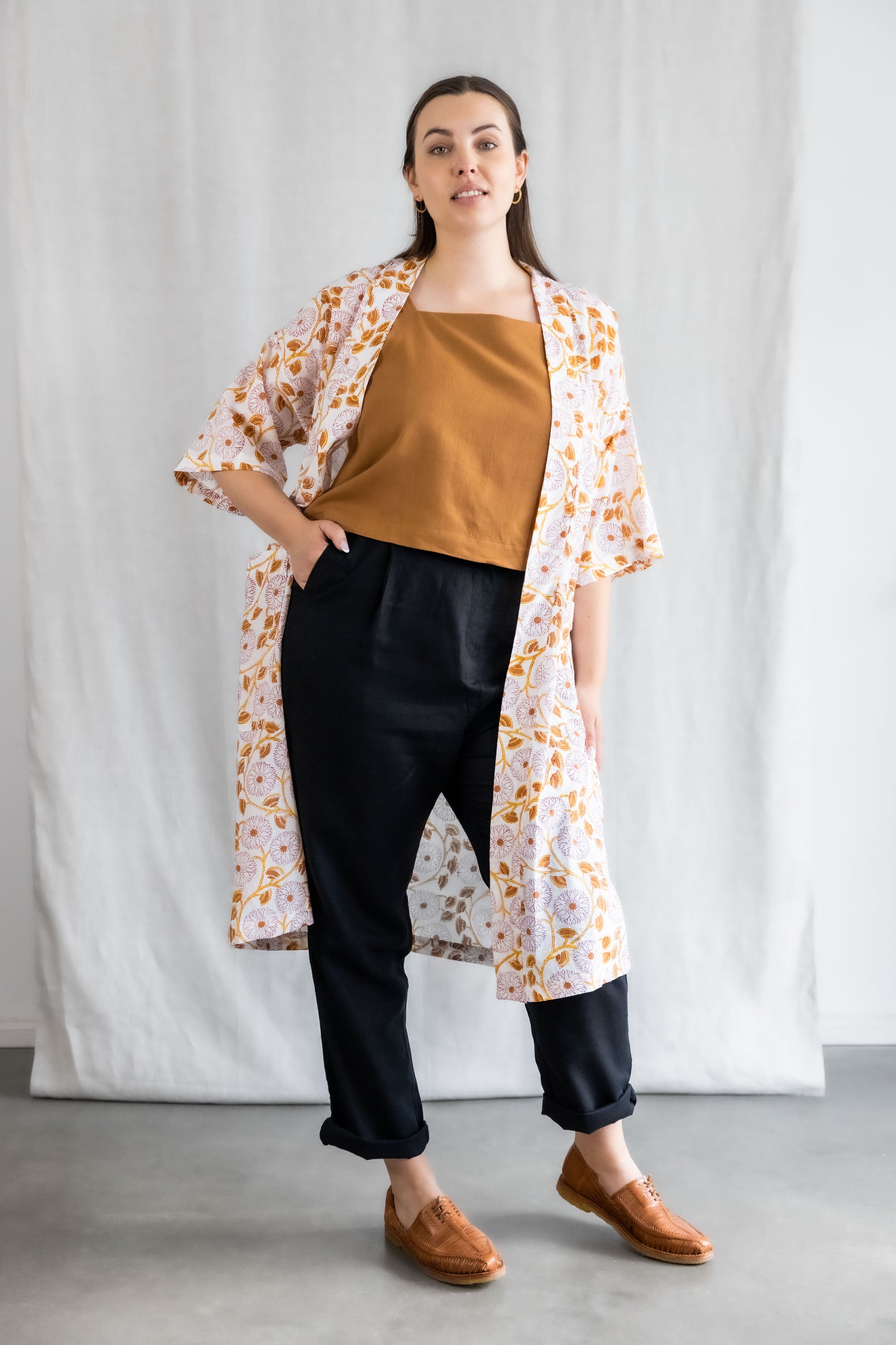 Bio-Baumwoll Cardigan Rohani Blockprint Blumen