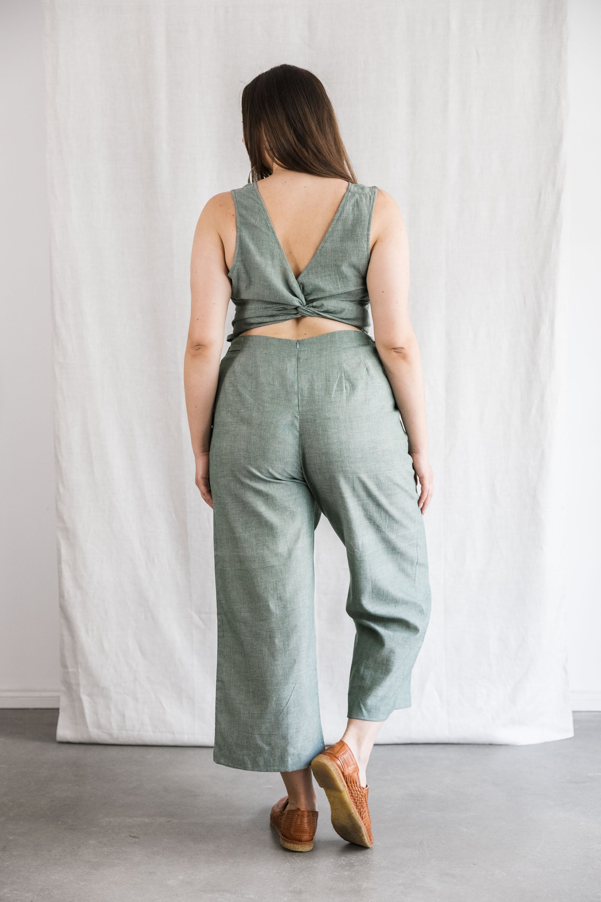 Organic cotton jumpsuit Anusha Eucalyptus