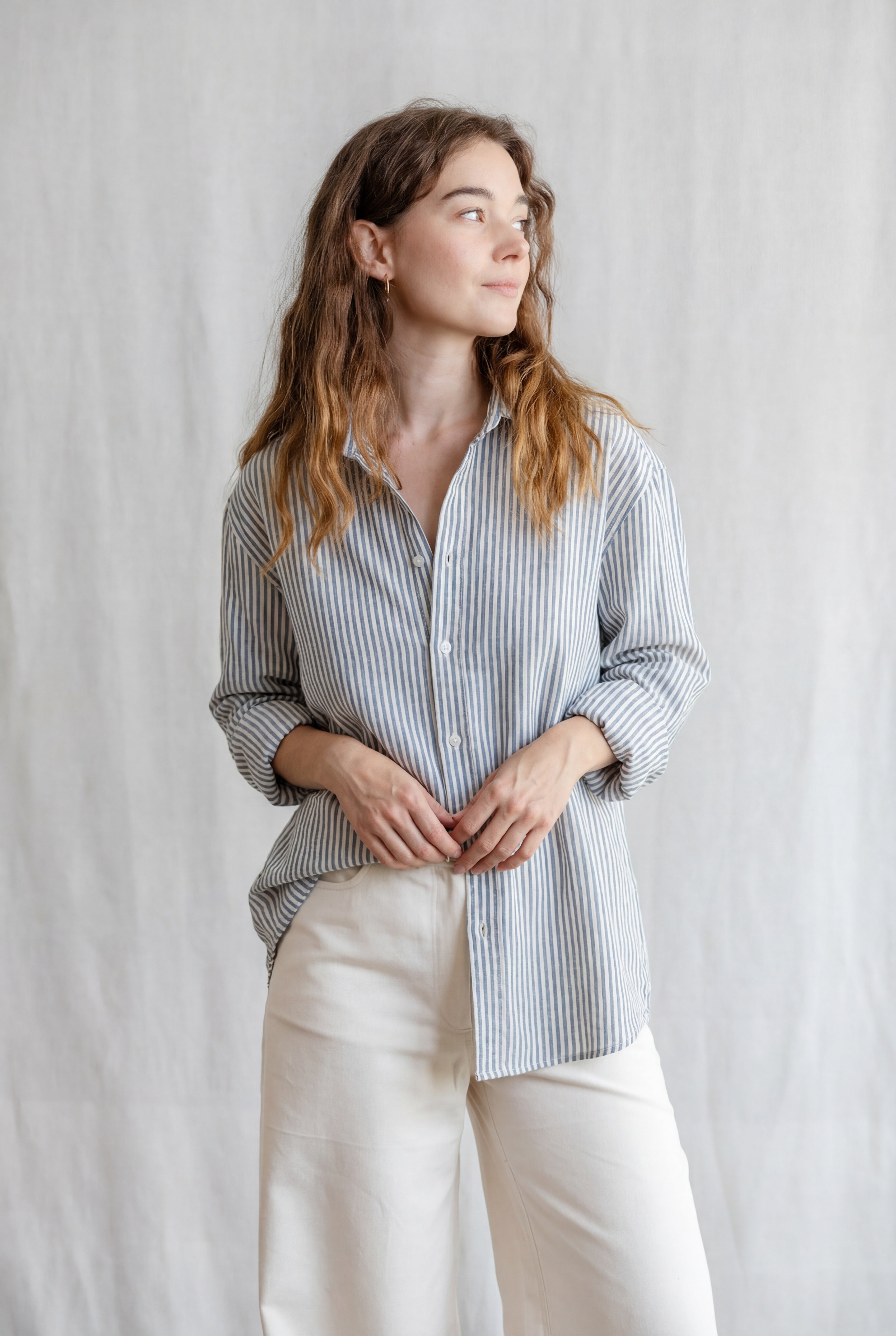 Baumwoll Hemd Himat Gestreift Blau