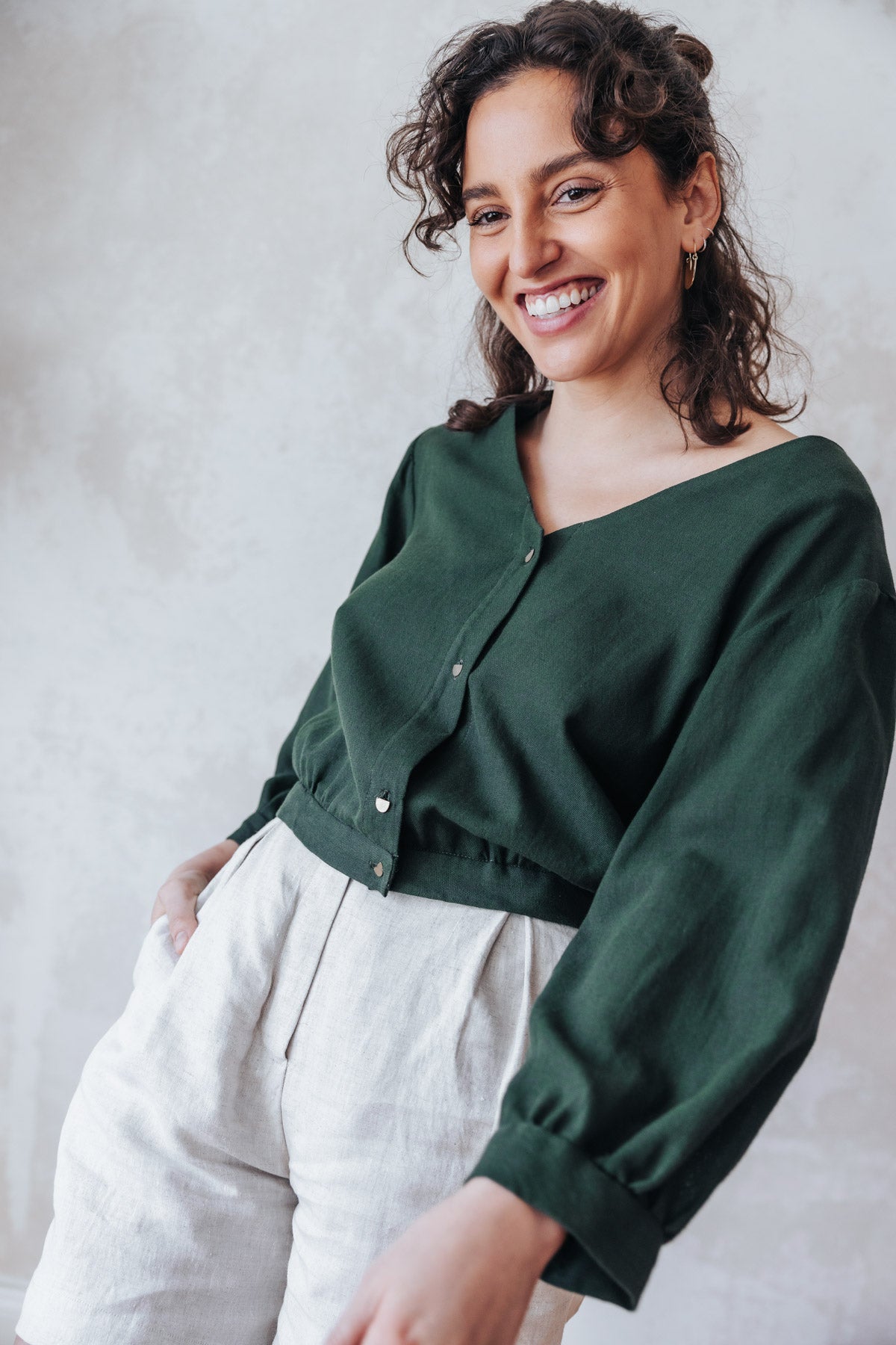 Cotton Blouse Sahay Olive