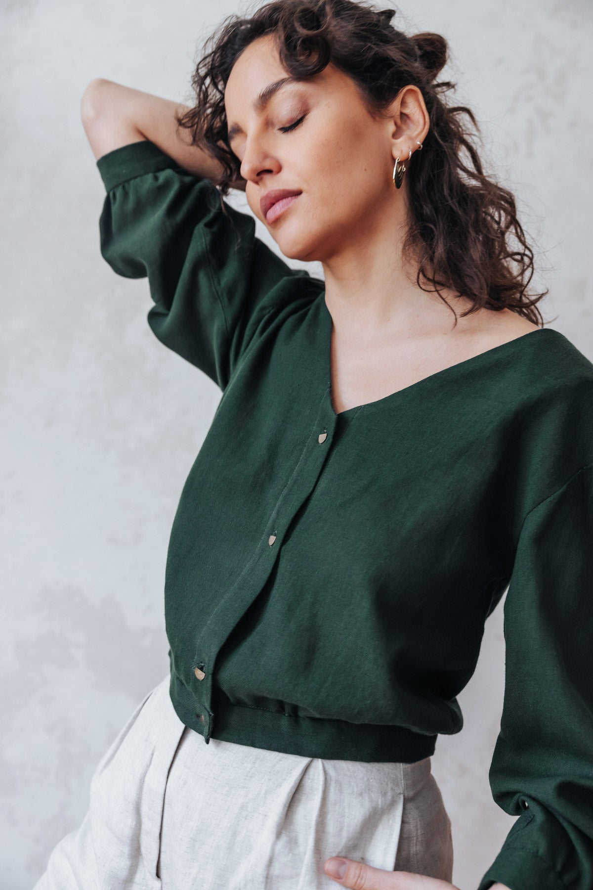 Cotton Blouse Sahay Olive