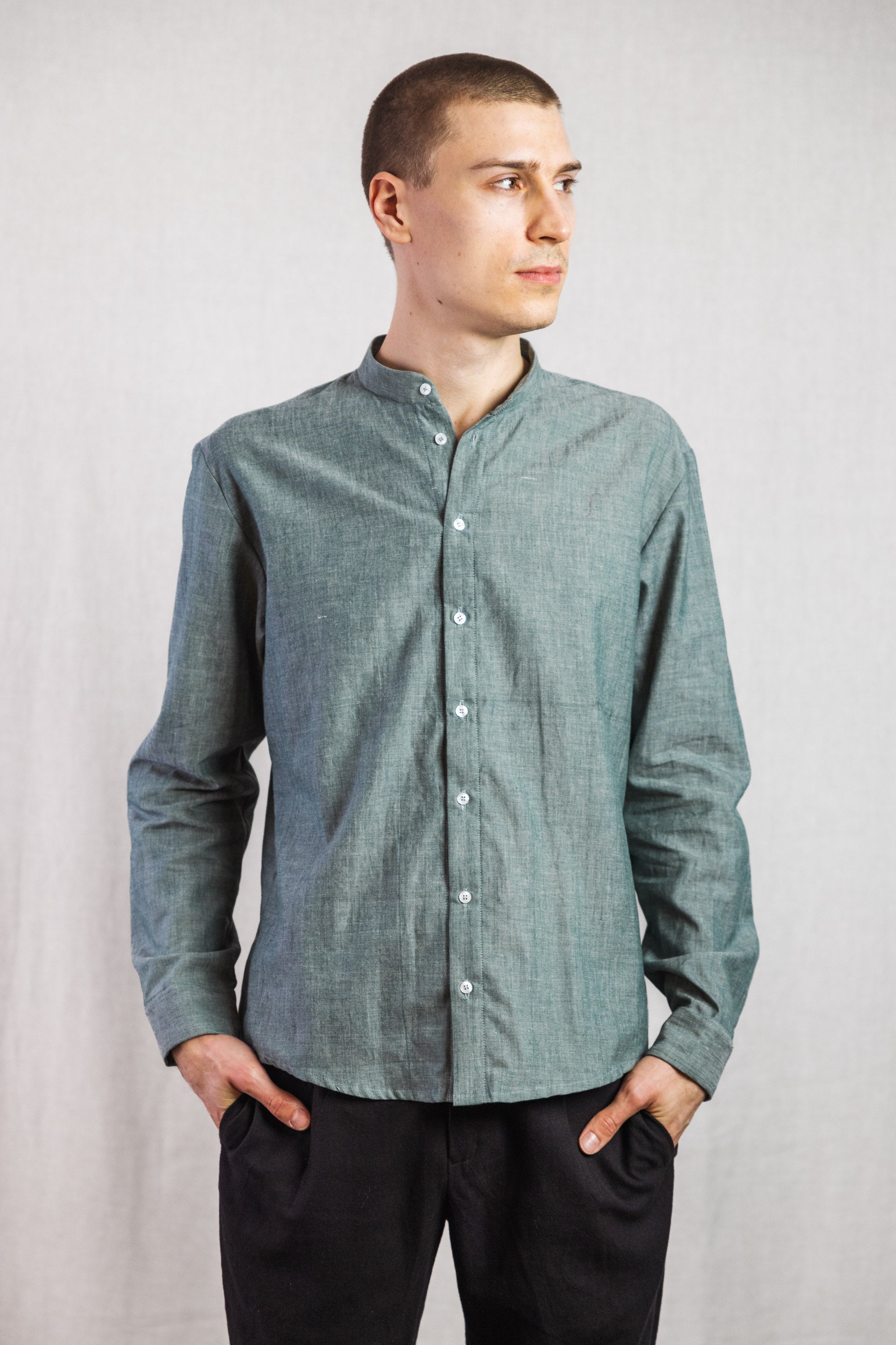 Organic cotton shirt Harish Eucalyptus