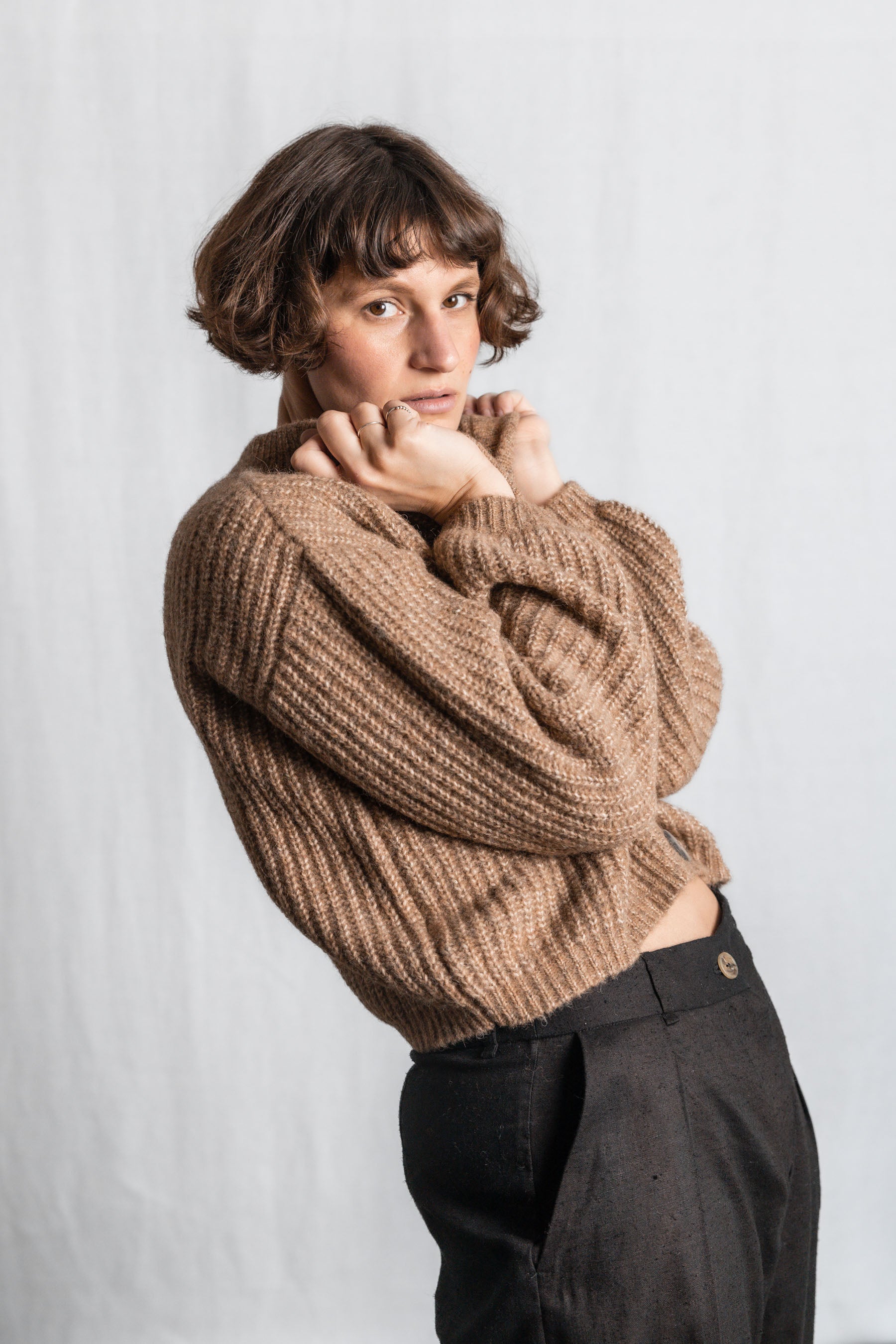 Baby alpaca knitted cardigan Betana Camel