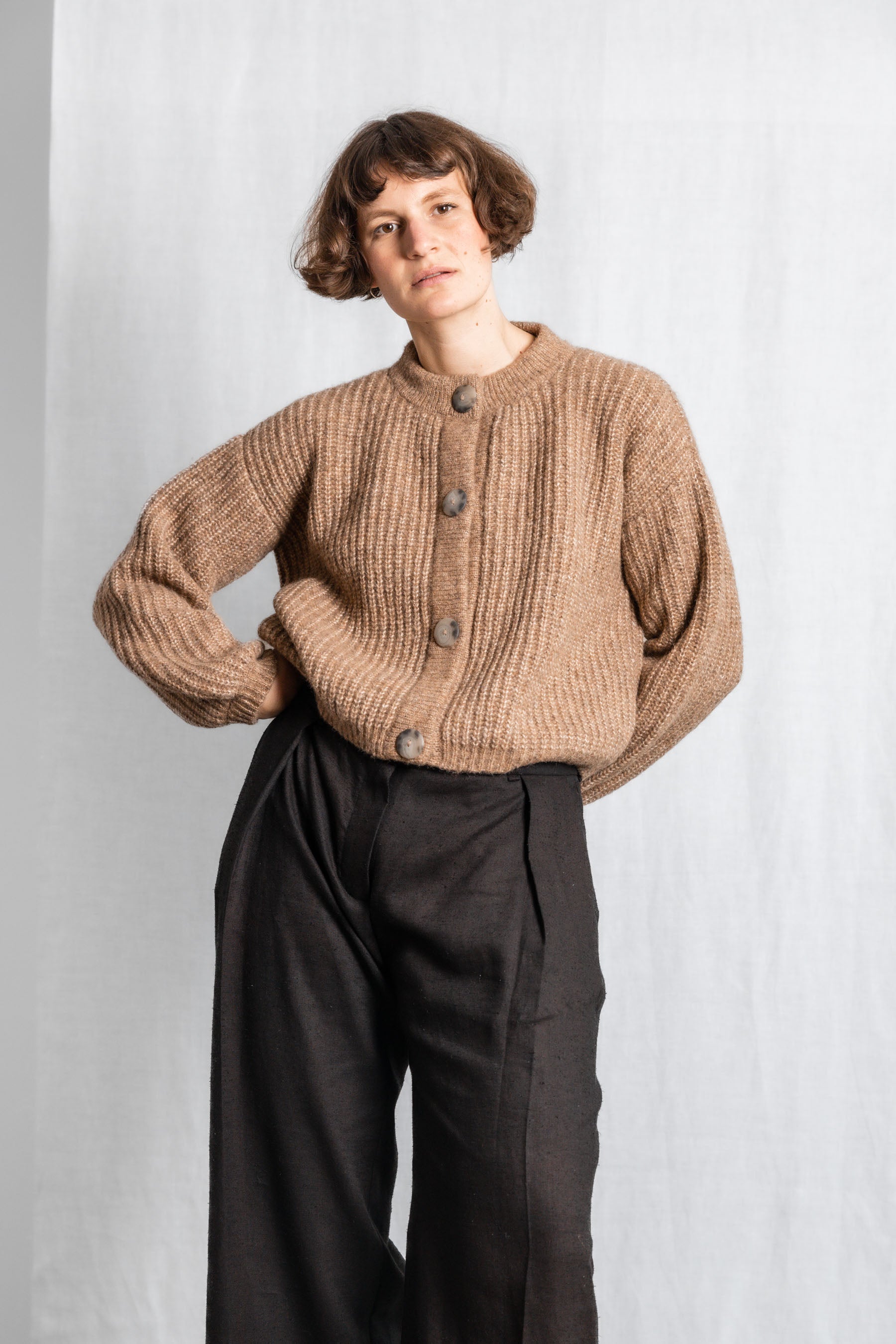 Baby alpaca knitted cardigan Betana Camel